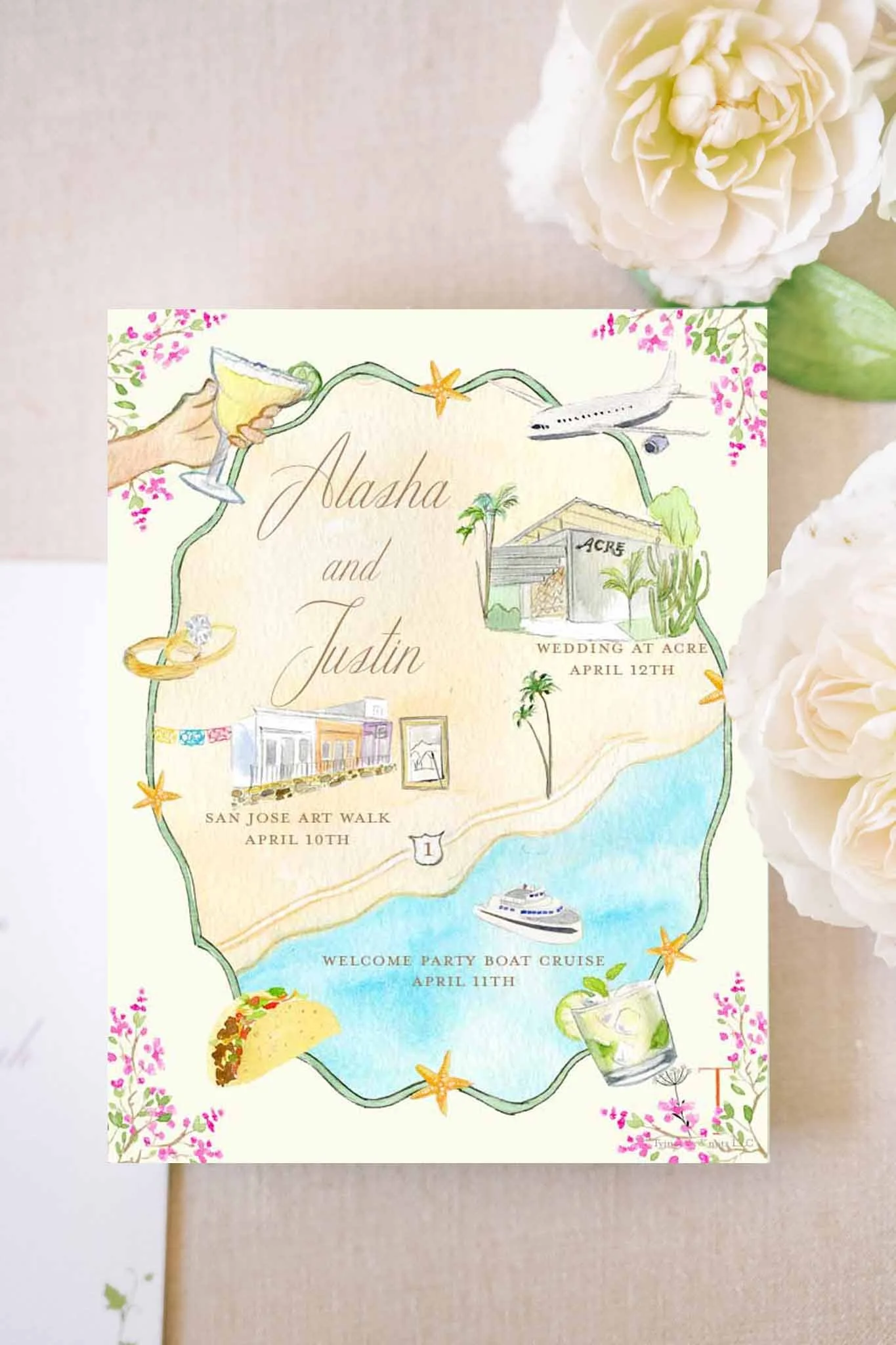 Acre Resort San Jose Del Cabo wedding invitations by Tying the Knots Studio 4