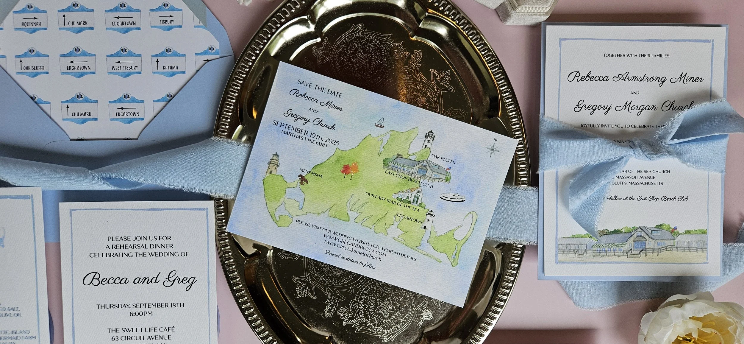 East Chop Beach Club wedding invitations by Tying the Knots Studio 6