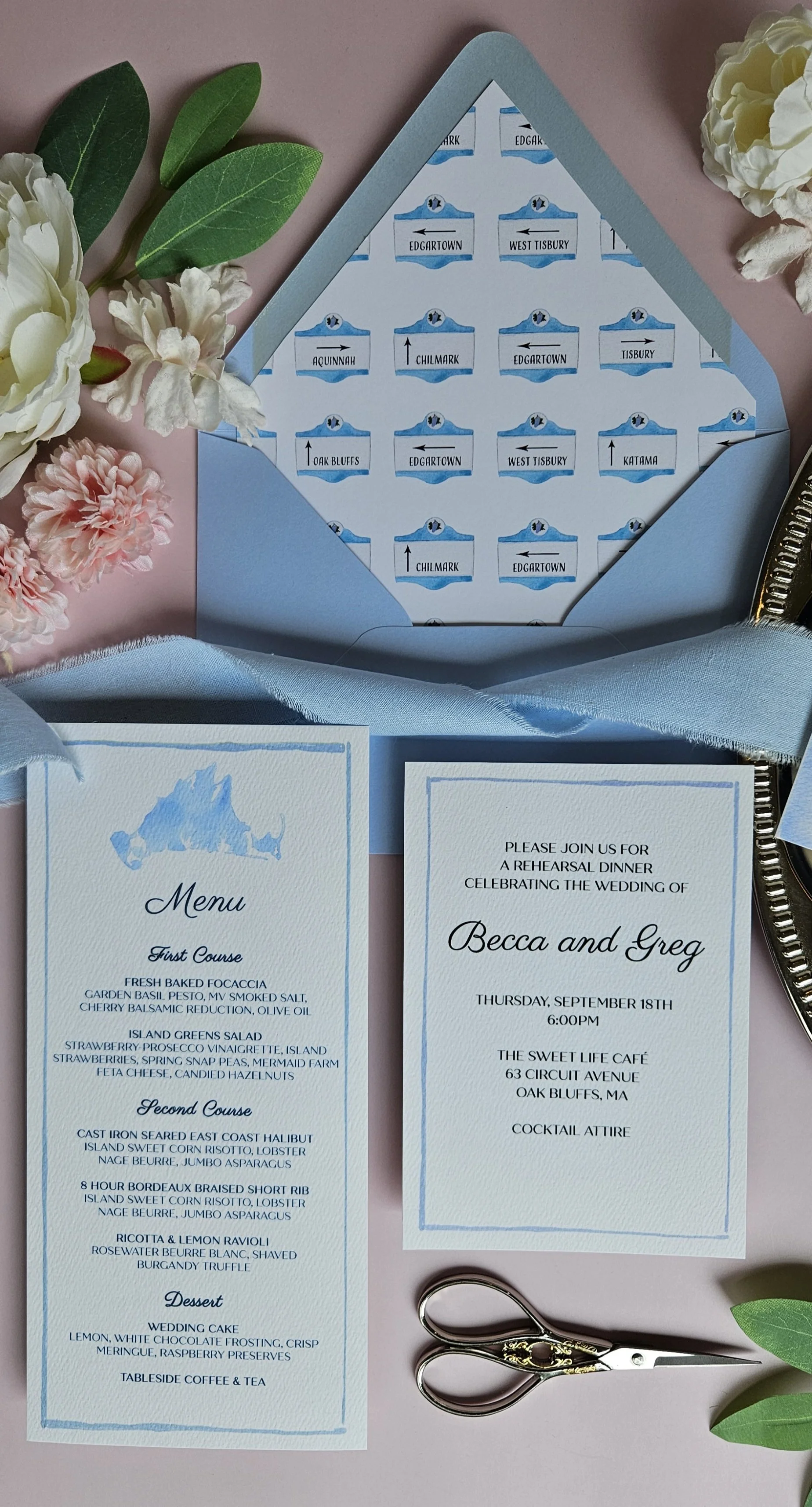East Chop Beach Club wedding invitations by Tying the Knots Studio 5