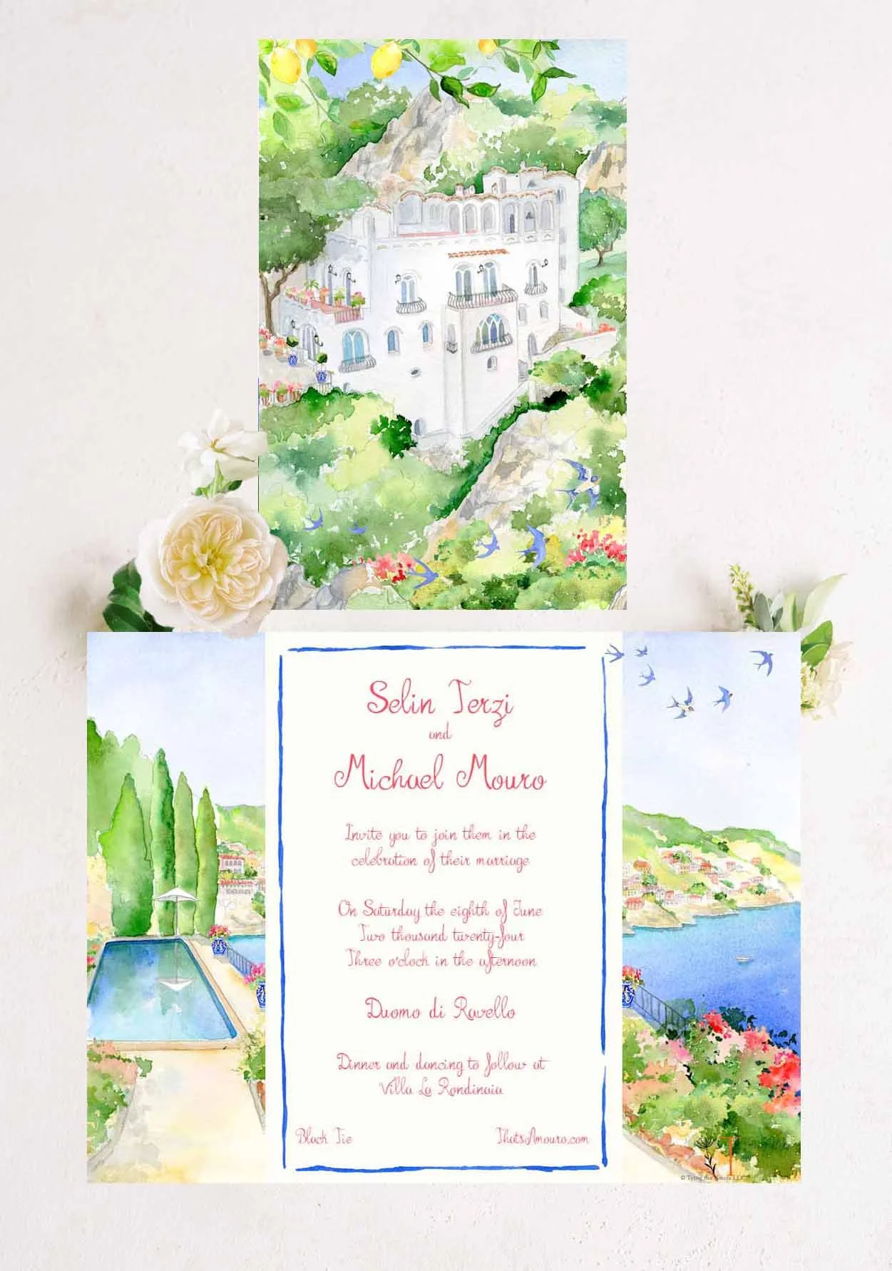 Italy FOLDED Invitation 1 + $8
