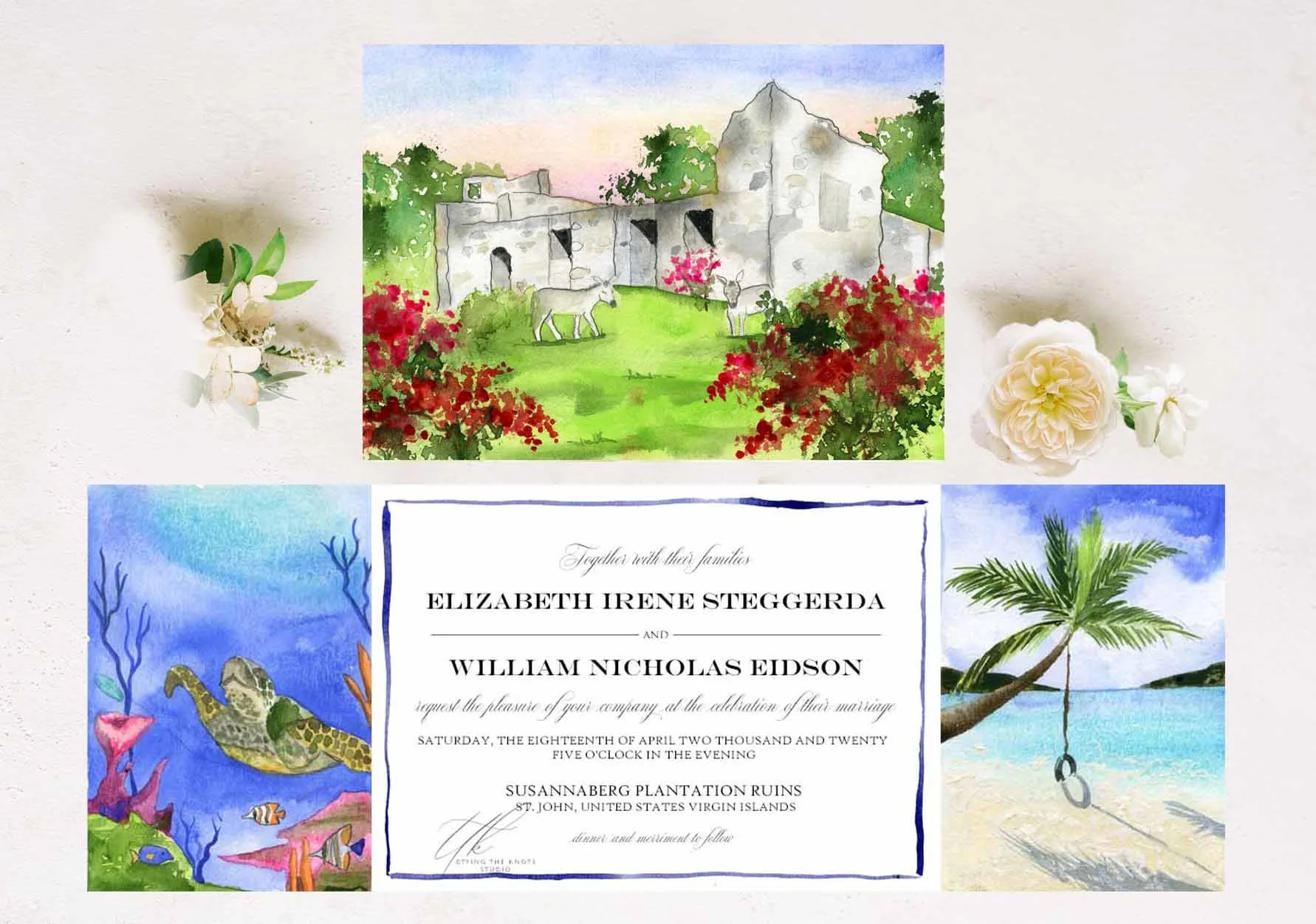 West Indies FOLDED Invitation 4 + $8