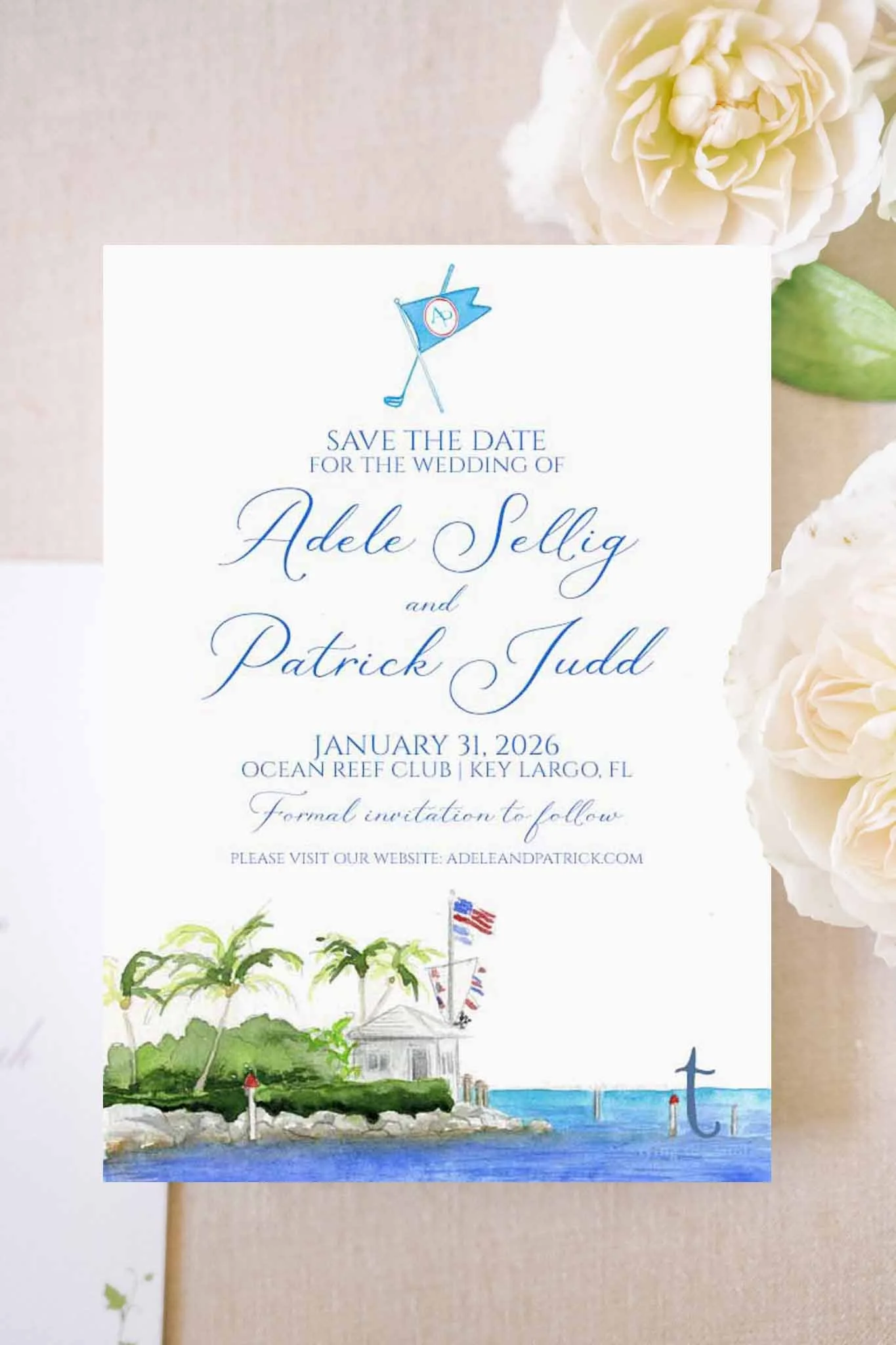 Ocean reef club save the date flag and point photo.jpg