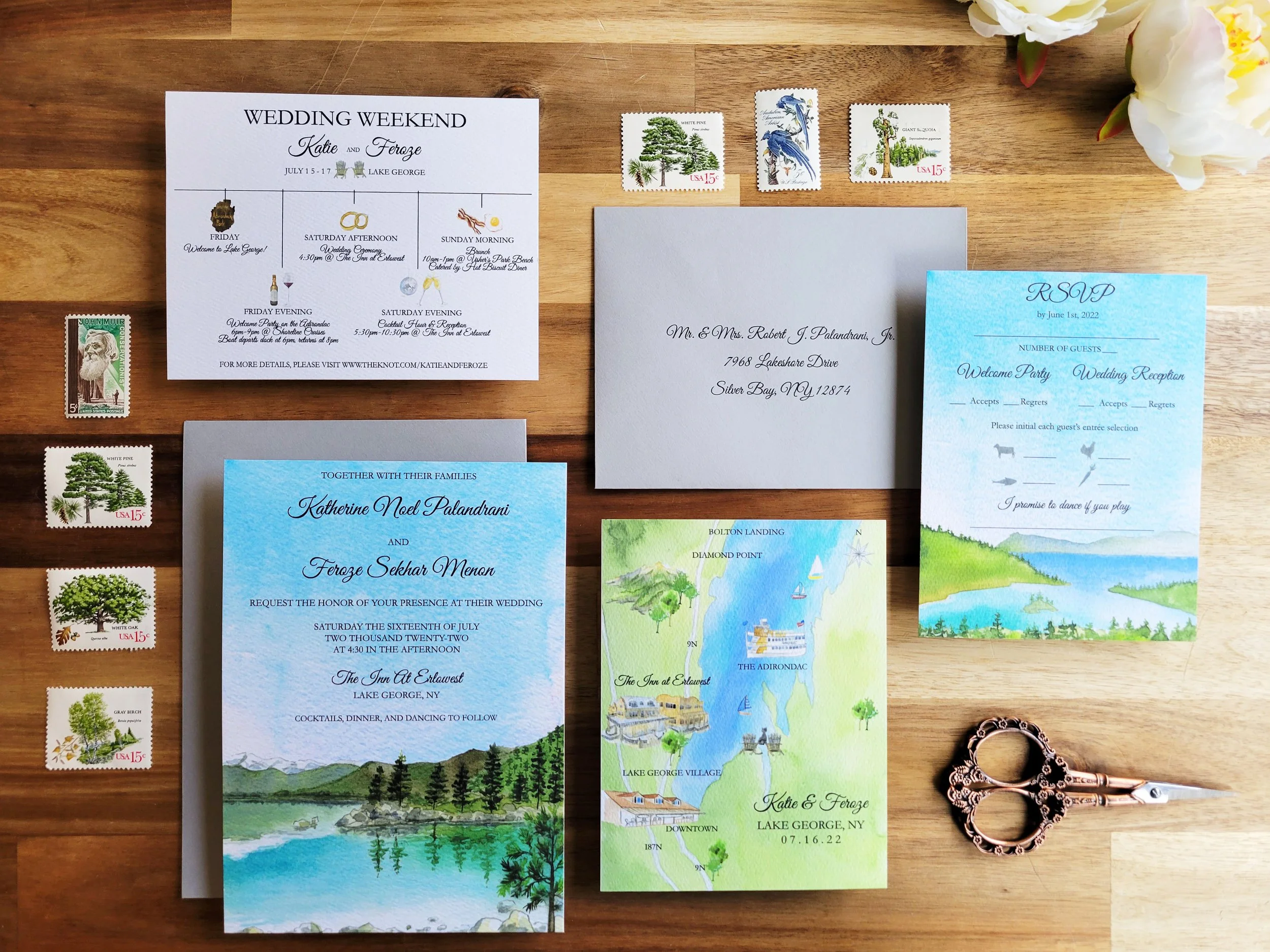 The Inn at Erlowest Lake George Wedding Invitations by Tying the Knots Wedding Studio 3