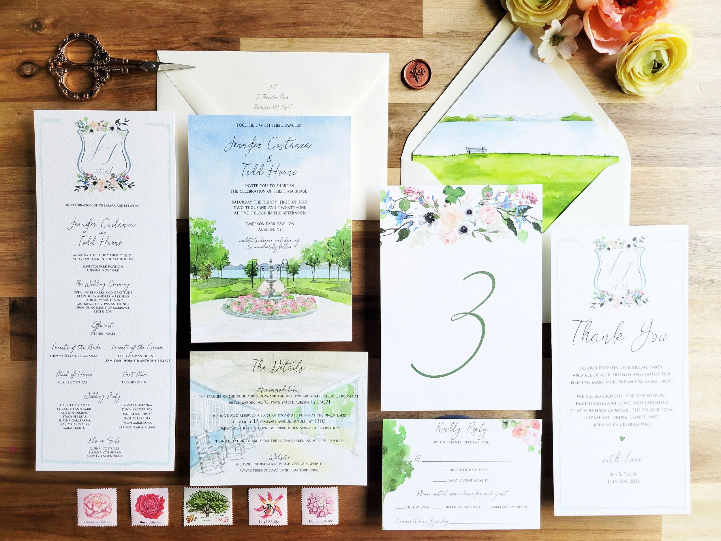 Emerson Park Pavilion Wedding Invitation Set