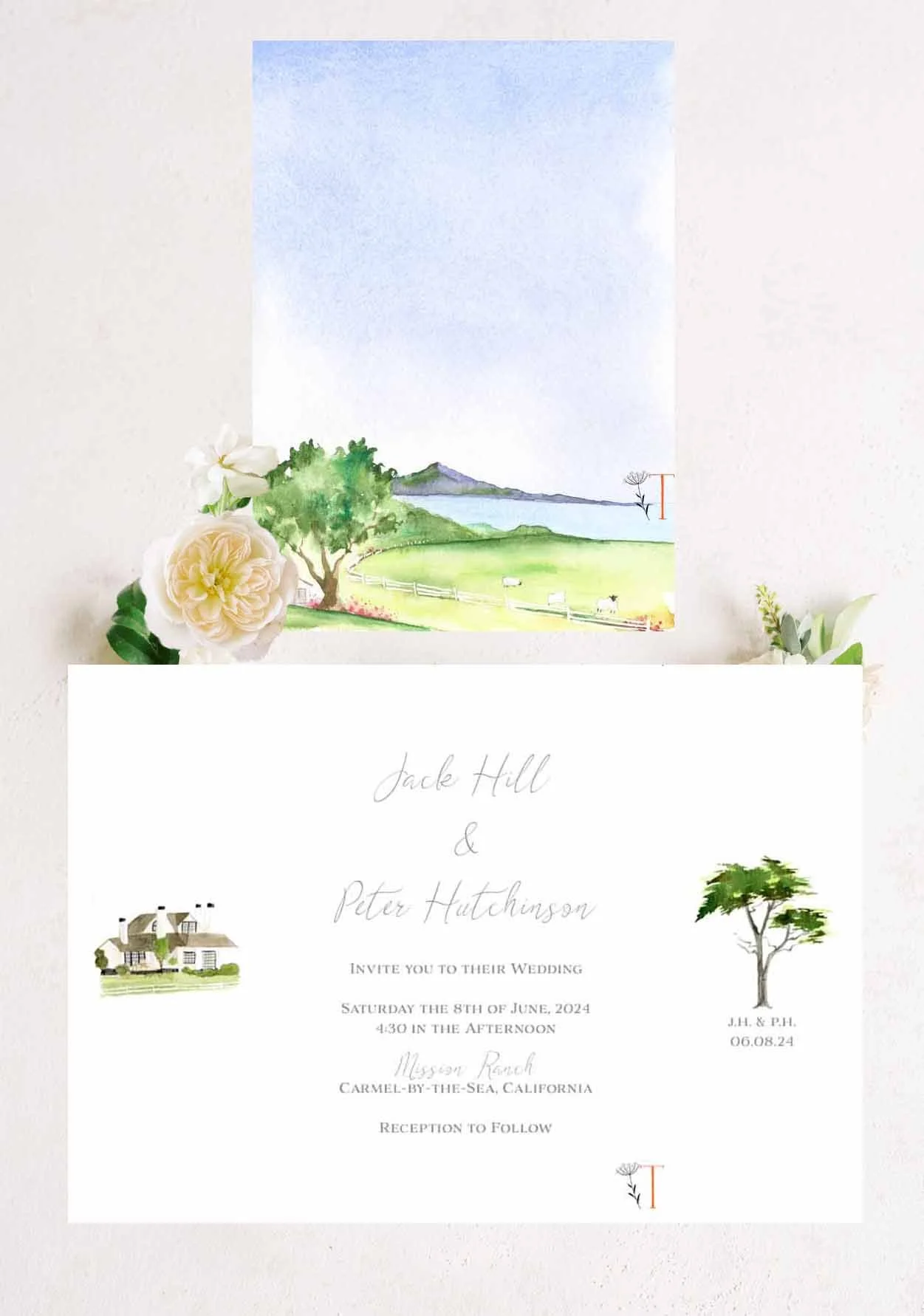 California FOLDED Invitation 1 + $8