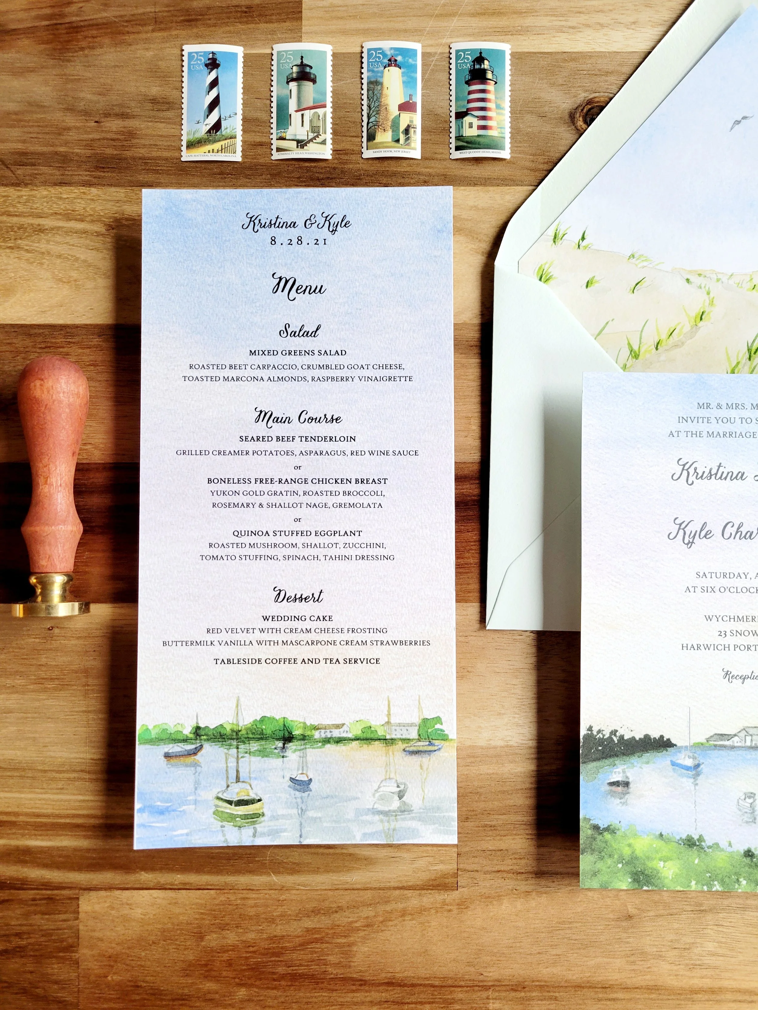 Wychmere Beach Club wedding invitations, featuring Harwich Port by Tying the Knots Studio 5
