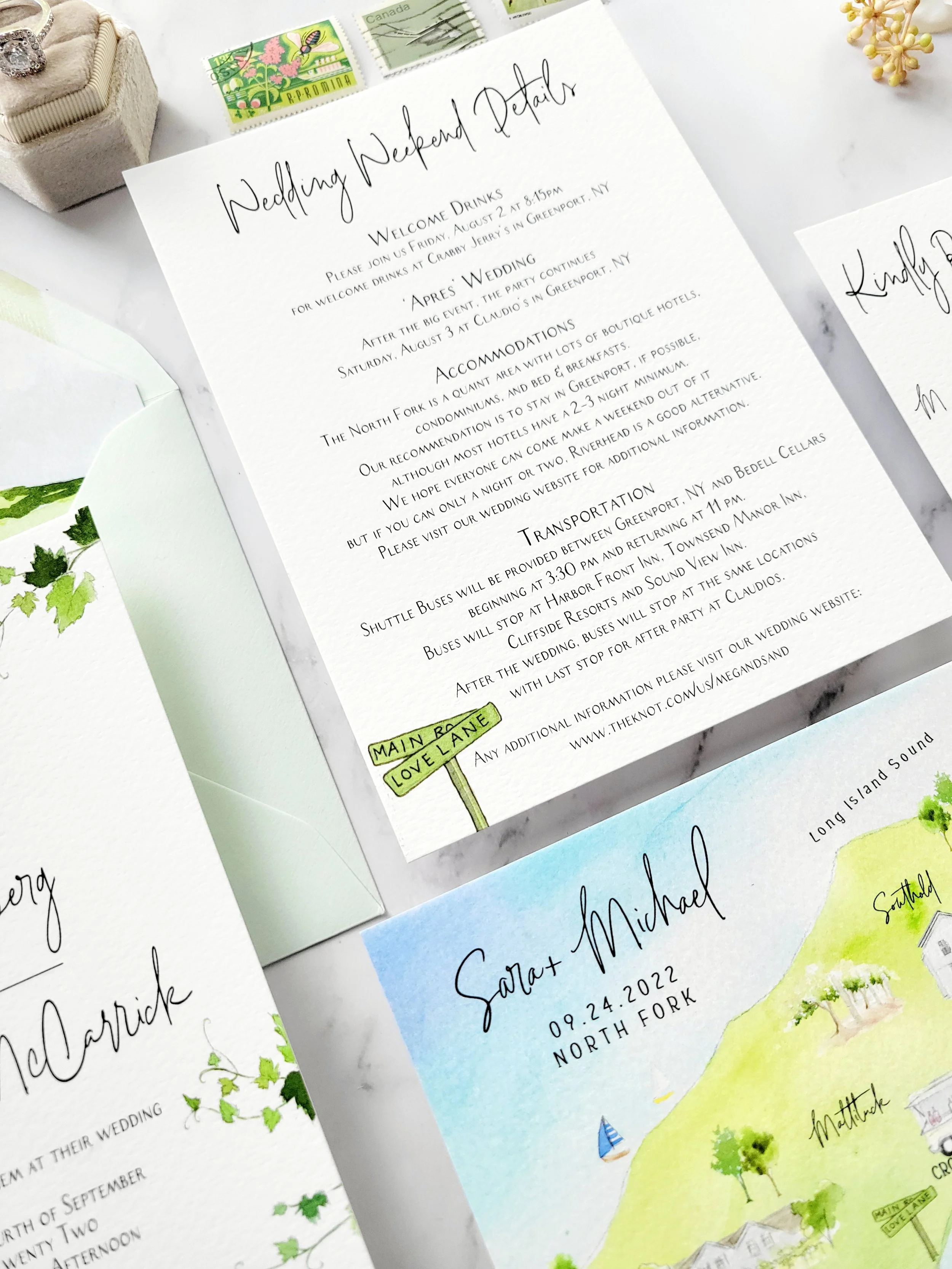 Jedediah Hawkins Inn Wedding Invitation Set featuring vineyard wedding theme by Tying the Knots Wedding Studio 4