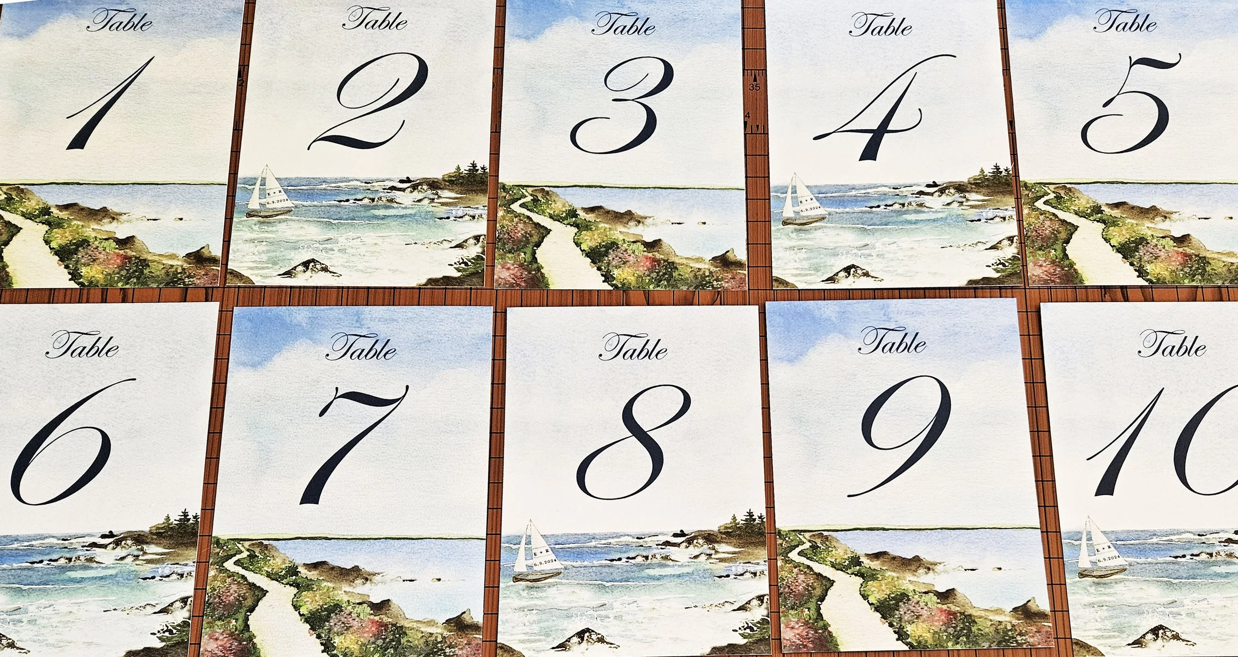 Maine Coastal Wedding Invitations in watercolor by Tying the Knots Studio 6