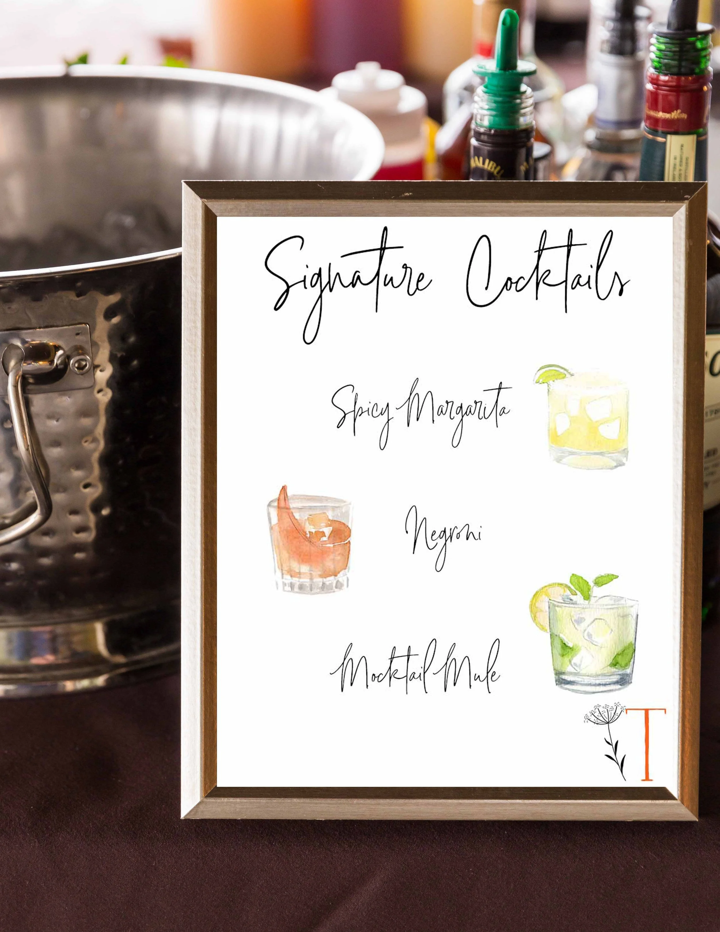 LAYOUT 6: Sign Title, Drink Image 1 right, Drink Title left, Drink Image 2 left, Drink Title right, Drink Image 3 right, Drink Title left