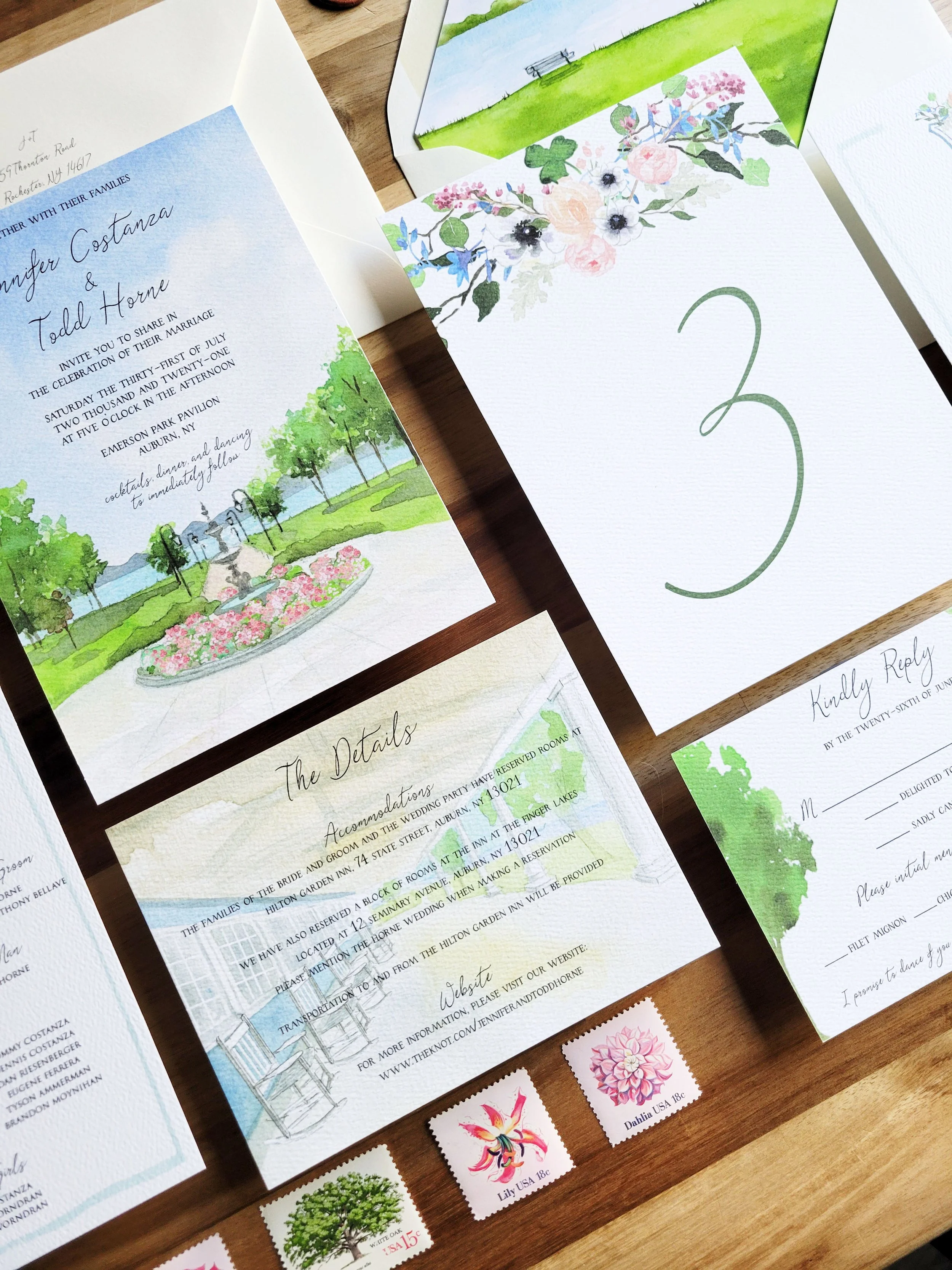 Emerson Park Pavilion Auburn NY Wedding Invitation Set by Tying the Knots Wedding Studio 4