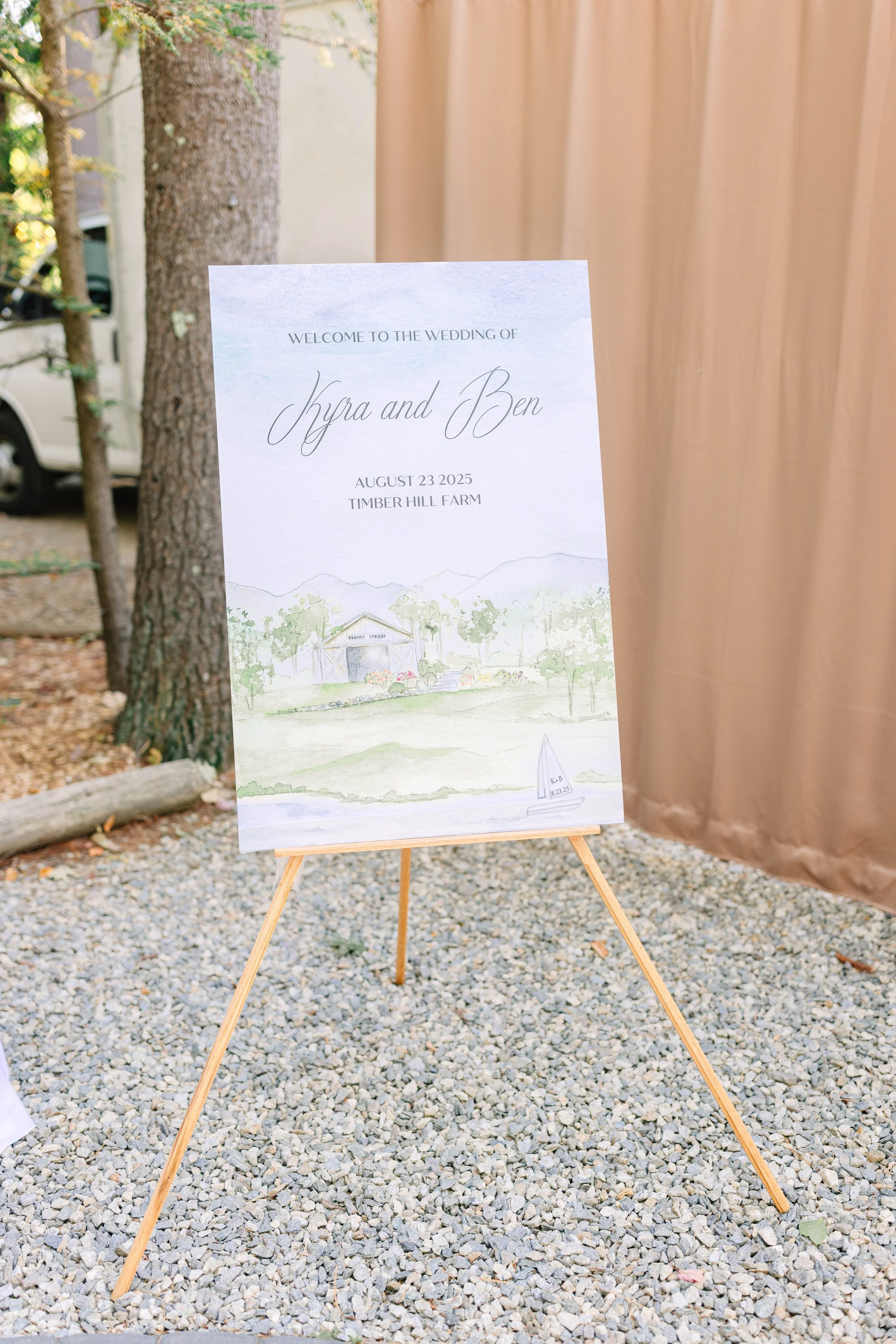 Timber Hill Farm Watercolor Welcome Sign by Tying the Knots Wedding Studio