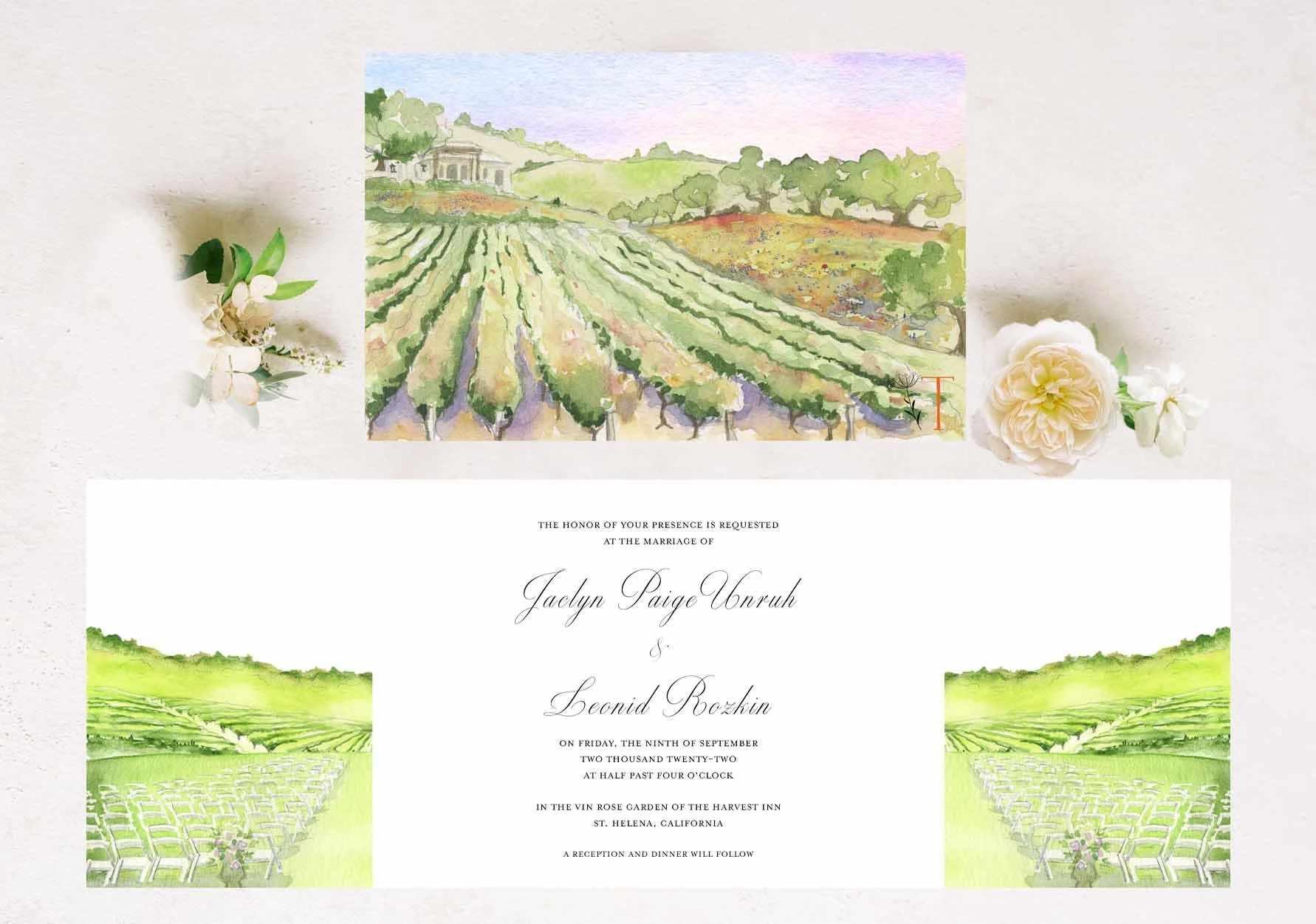 California FOLDED Invitation 3 + $8