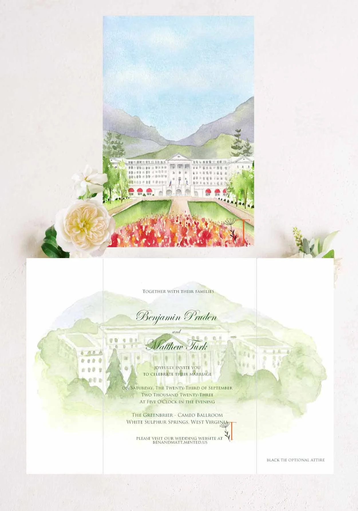 Greenbrier FOLDED Invitation 3 + $8