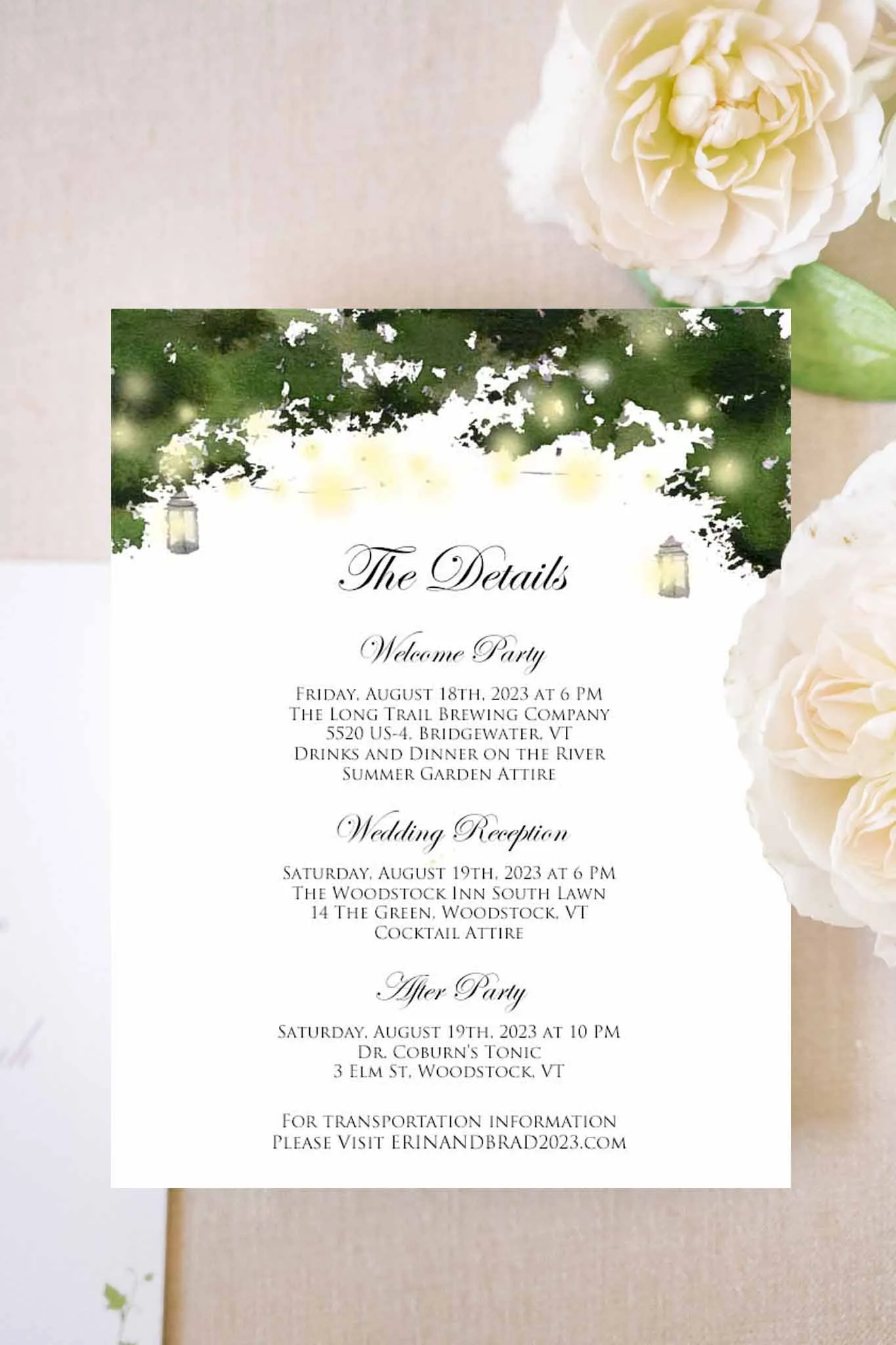 Mountain Top Inn & Resort Wedding Invitation set in watercolors by Tying the Knots Studio 5