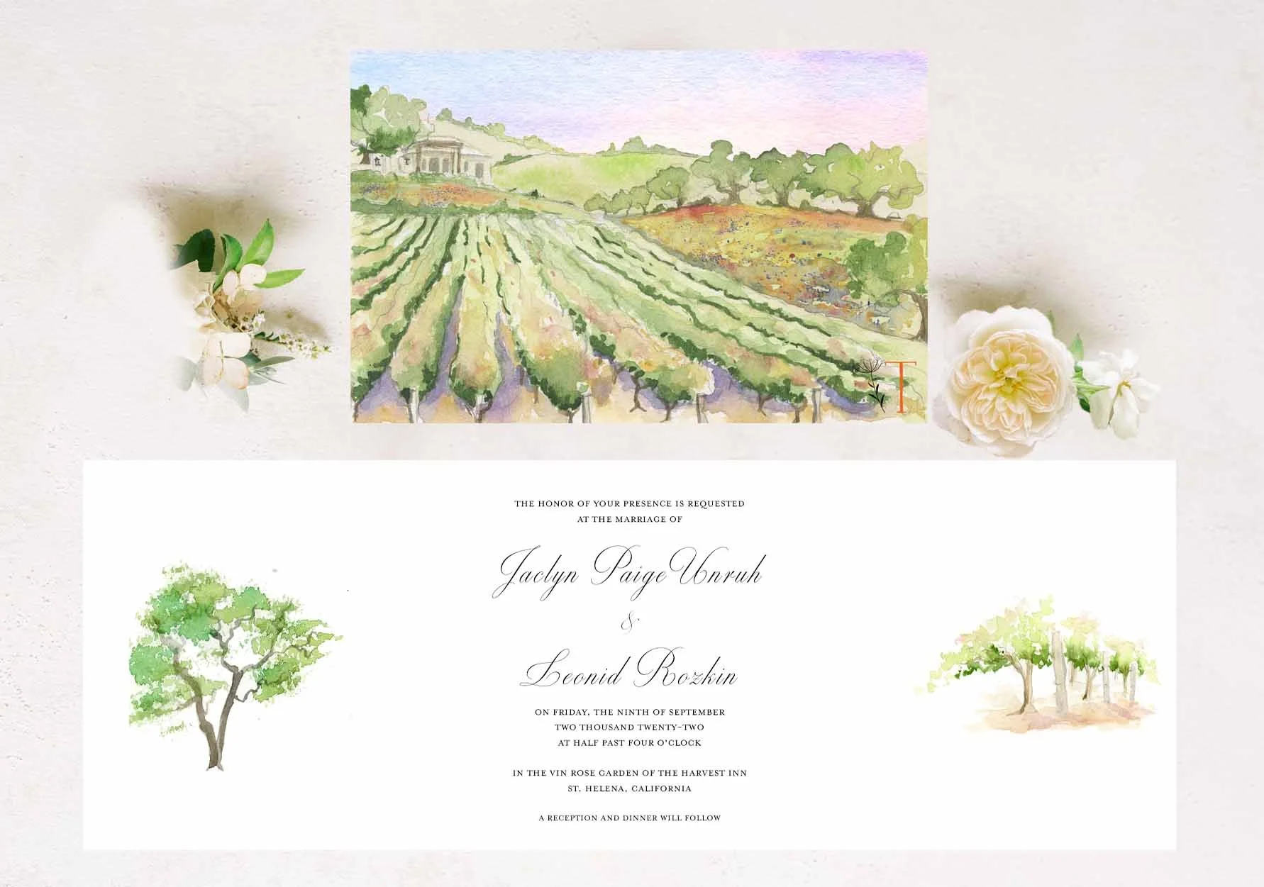 California FOLDED Invitation 1 + $8