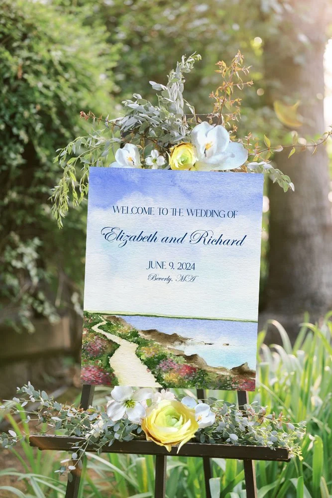 Maine Coastal Wedding Invitations in watercolor by Tying the Knots Studio 10