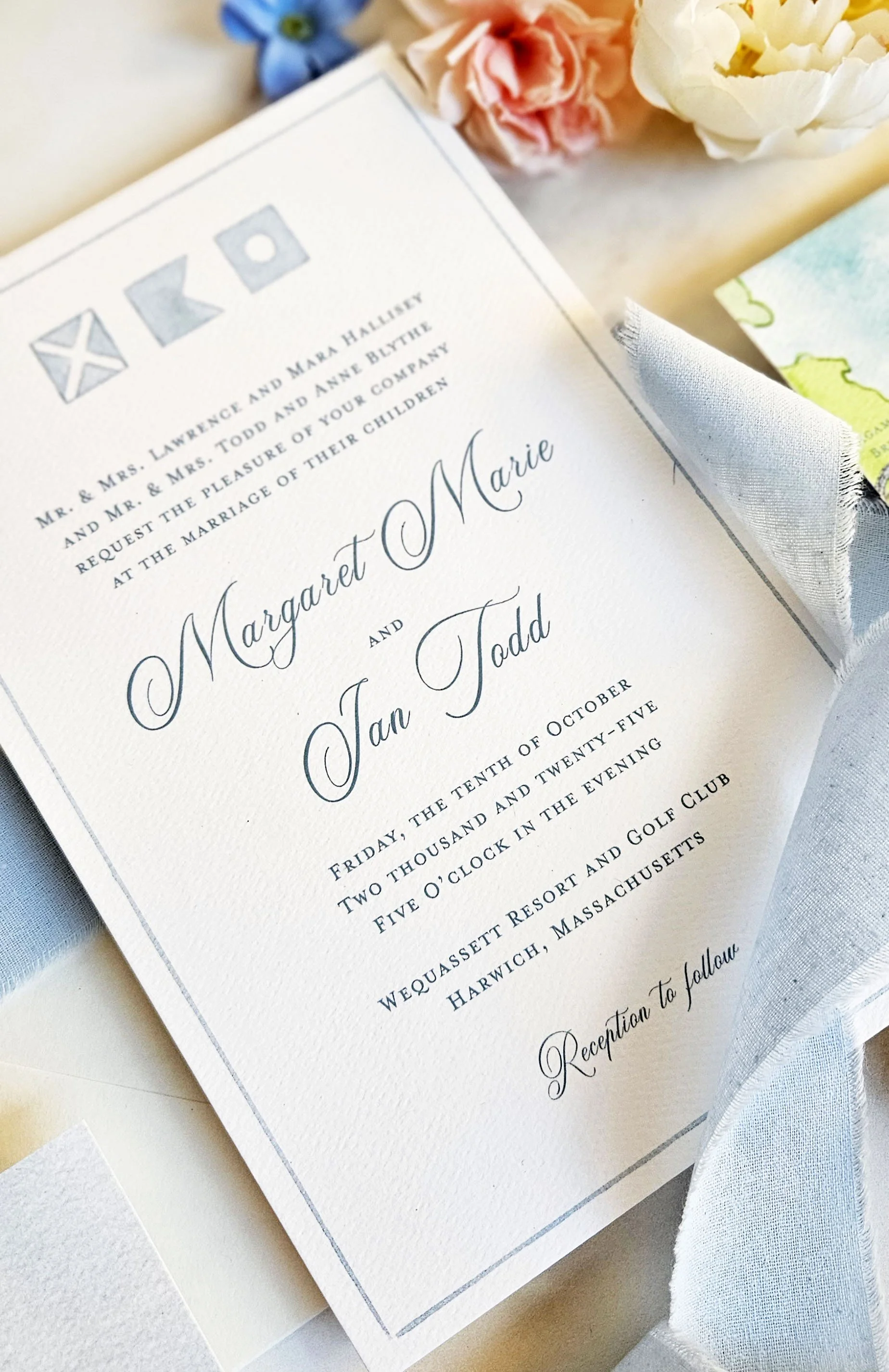 Nautical flag customizable wedding invitations by Tying the Knots 1