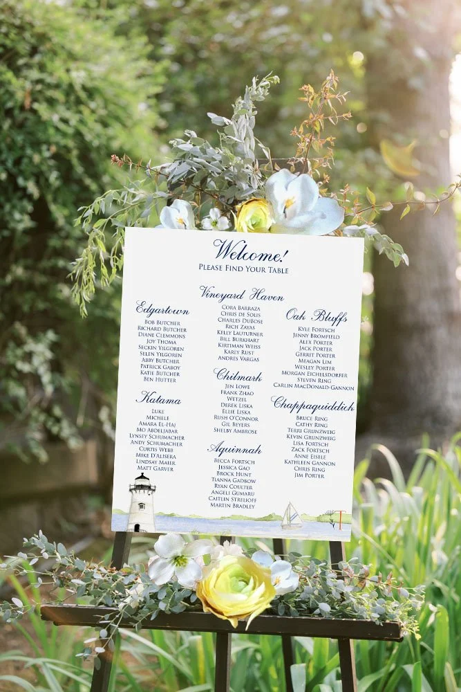 Seating Chart Marthas vineyard by Tying the Knots Wedding Invitations