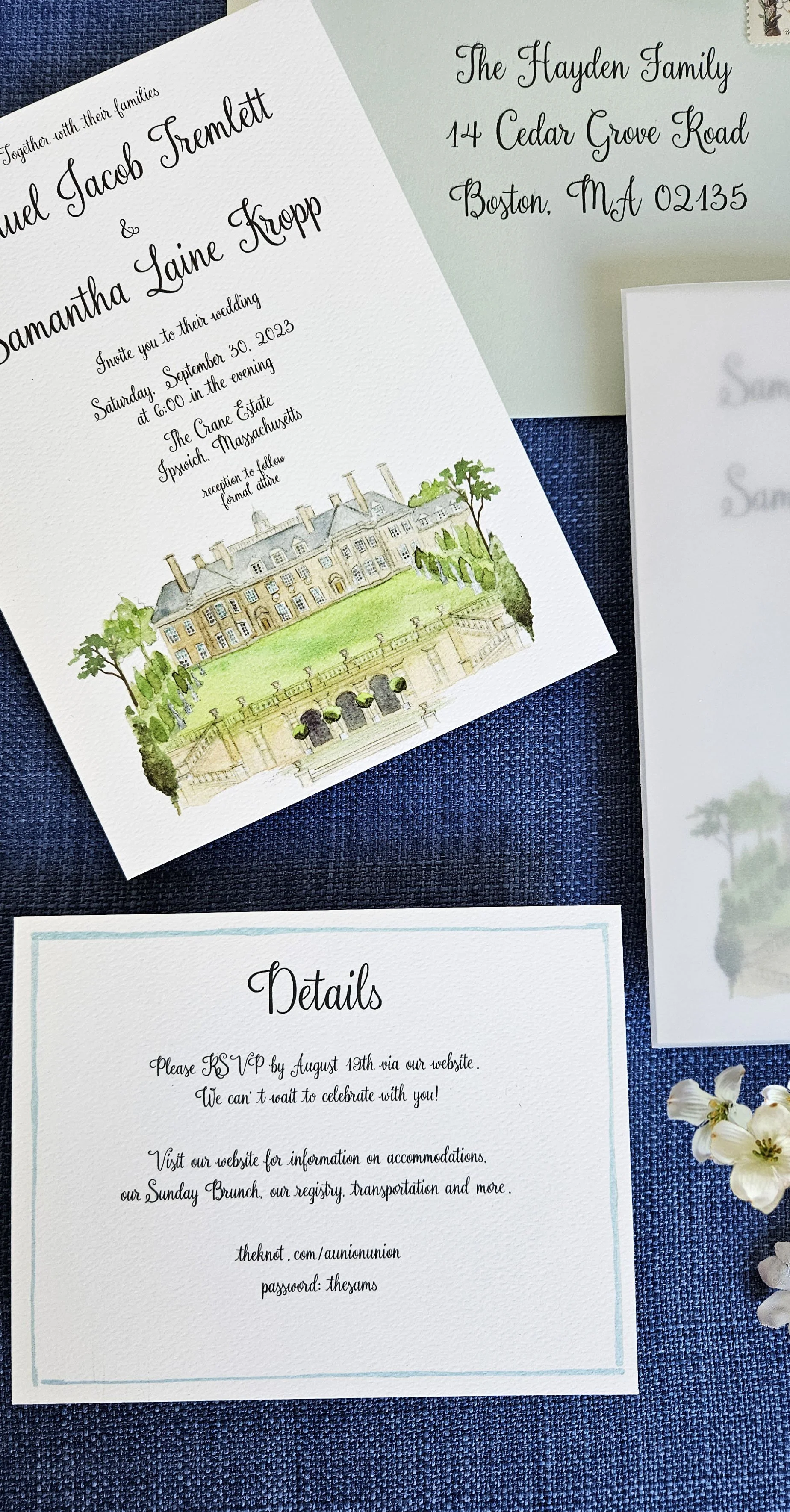 The Crane Estate wedding invitations by Tying the Knots Wedding Studio 4