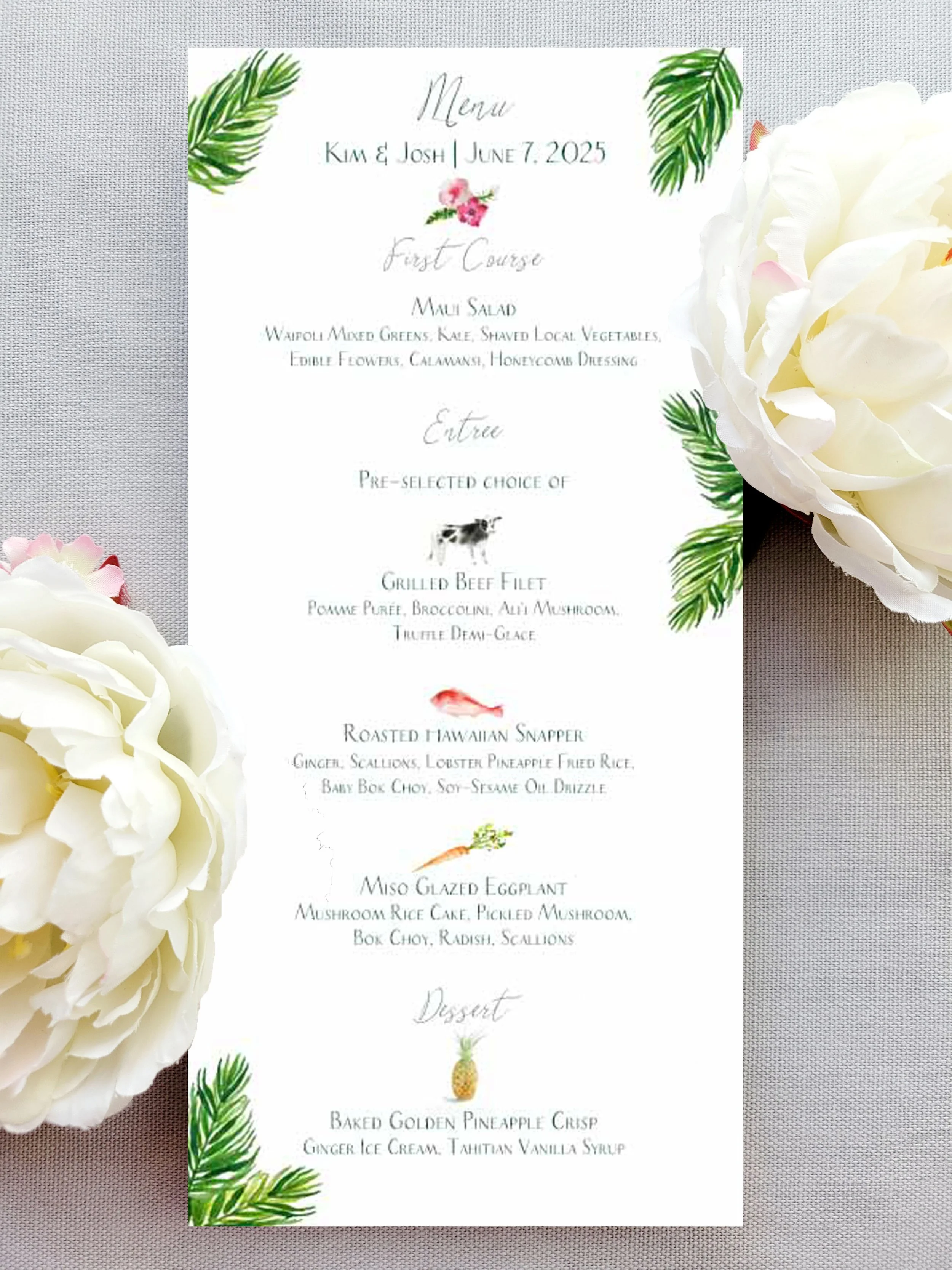 Hawaii Menu with food icons by Tying the Knots