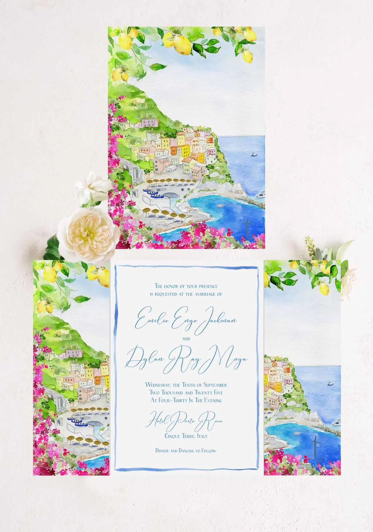Italy FOLDED Invitation 3 + $8