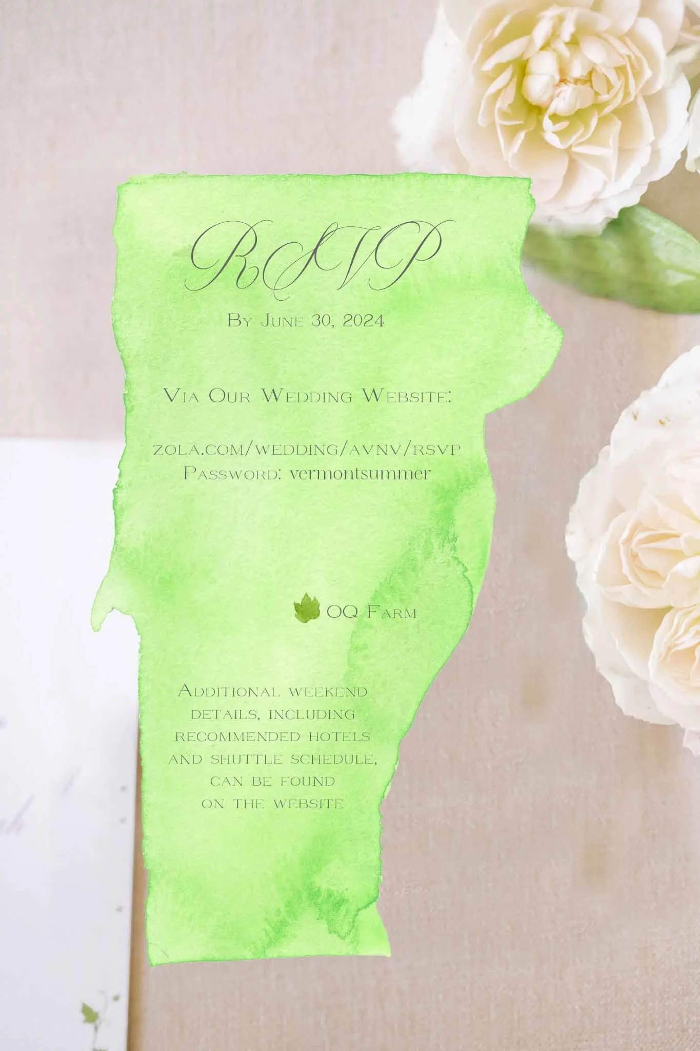 Vermont RSVP Card 8 + $2/ea