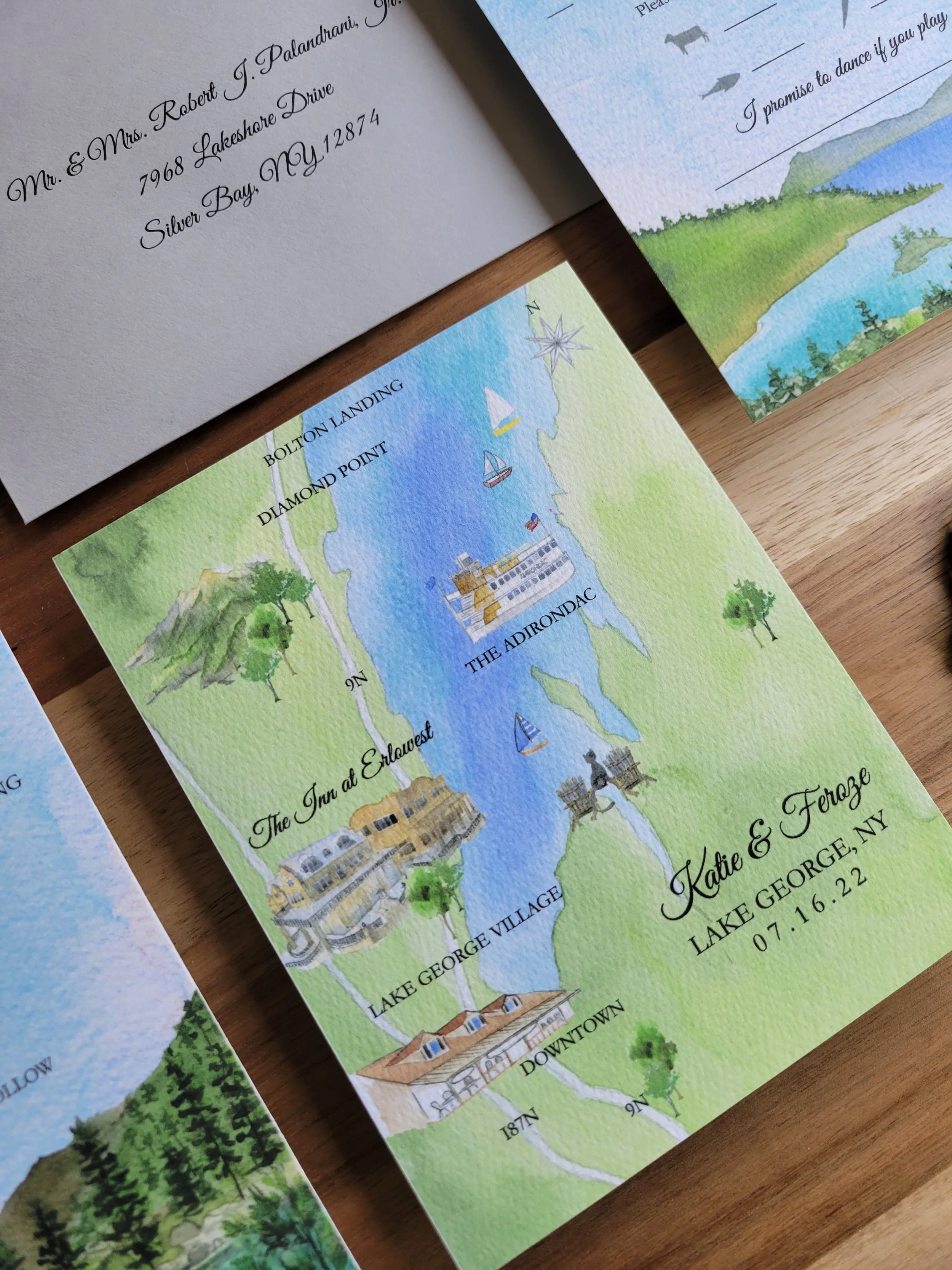 The Inn at Erlowest Lake George Wedding Invitations by Tying the Knots Wedding Studio 4