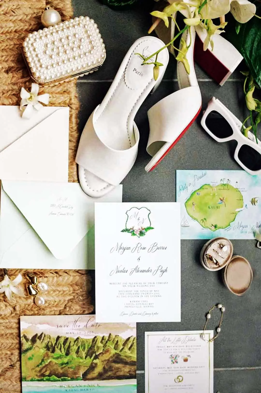 Watercolor Kauai Wedding Invitation Set