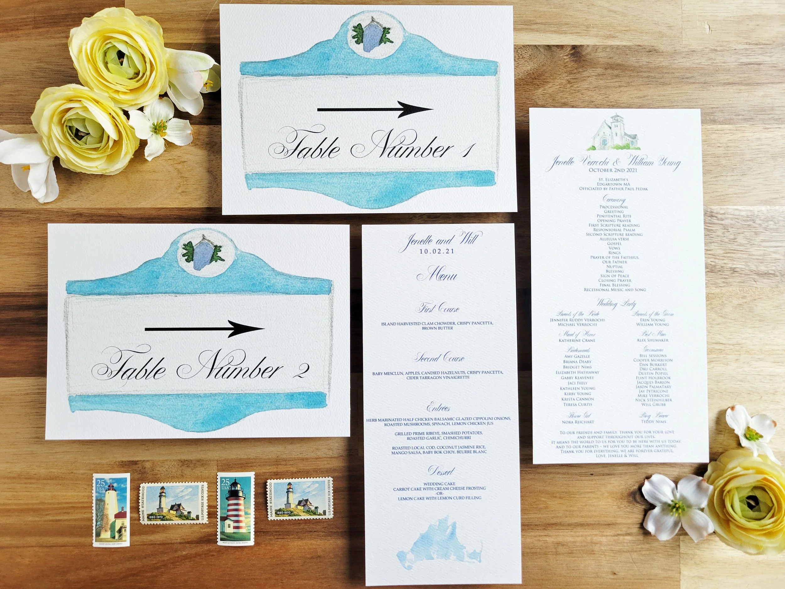 Martha's Vineyard St. Elizabeth's Church wedding invitation set by Tying the Knots 6