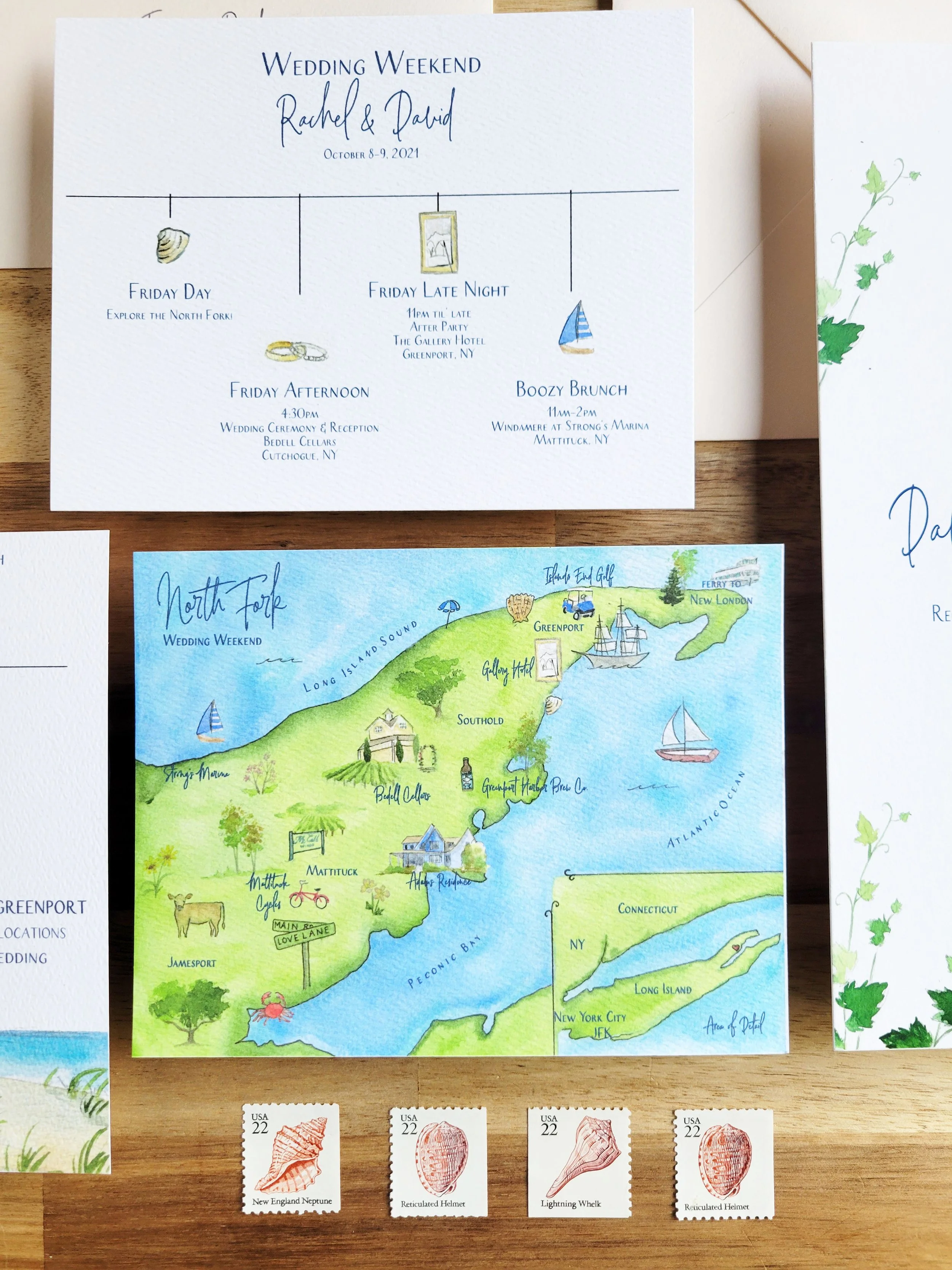 Bedell Cellars Wedding Invitation set featuring vineyard details and customizable options by Tying the Knots Wedding Studio 4