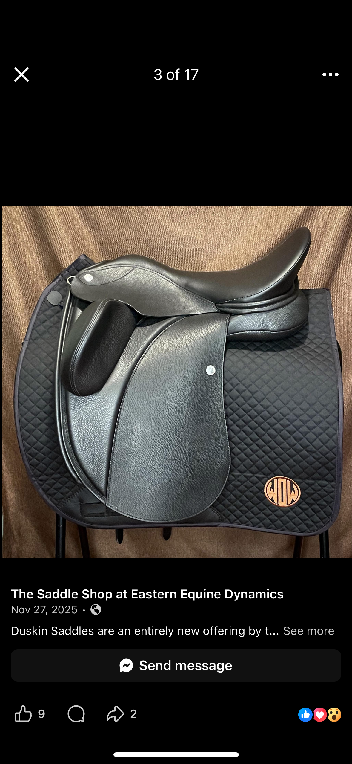 Duskin Dressage Saddle 1/17"