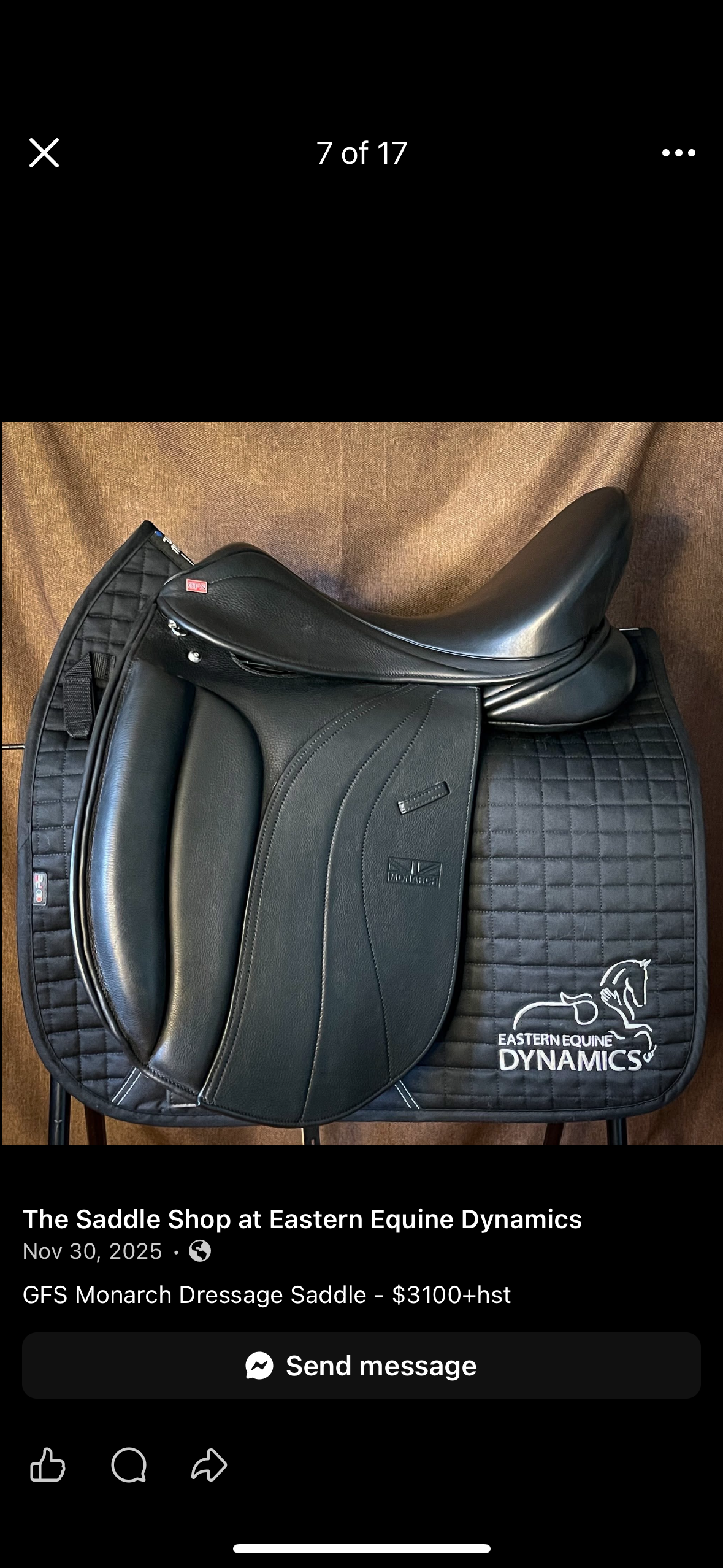 GSF Monarch Dressage High Cantle Saddle 18"