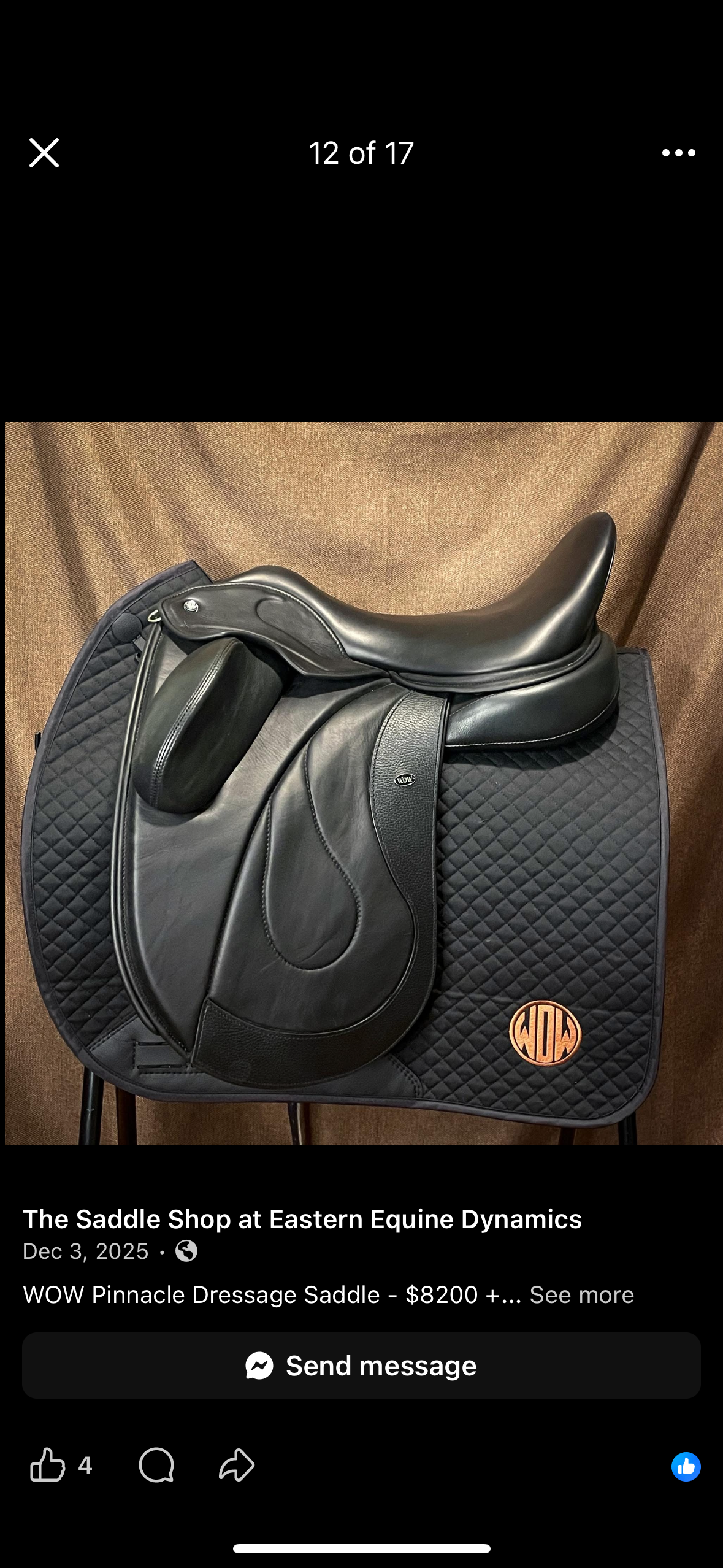 Wow Pinnacle Dressage Saddle 2/18"