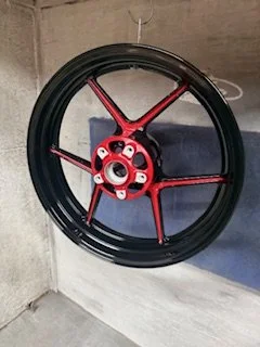 Gloss Black with Astatic Red Spokes