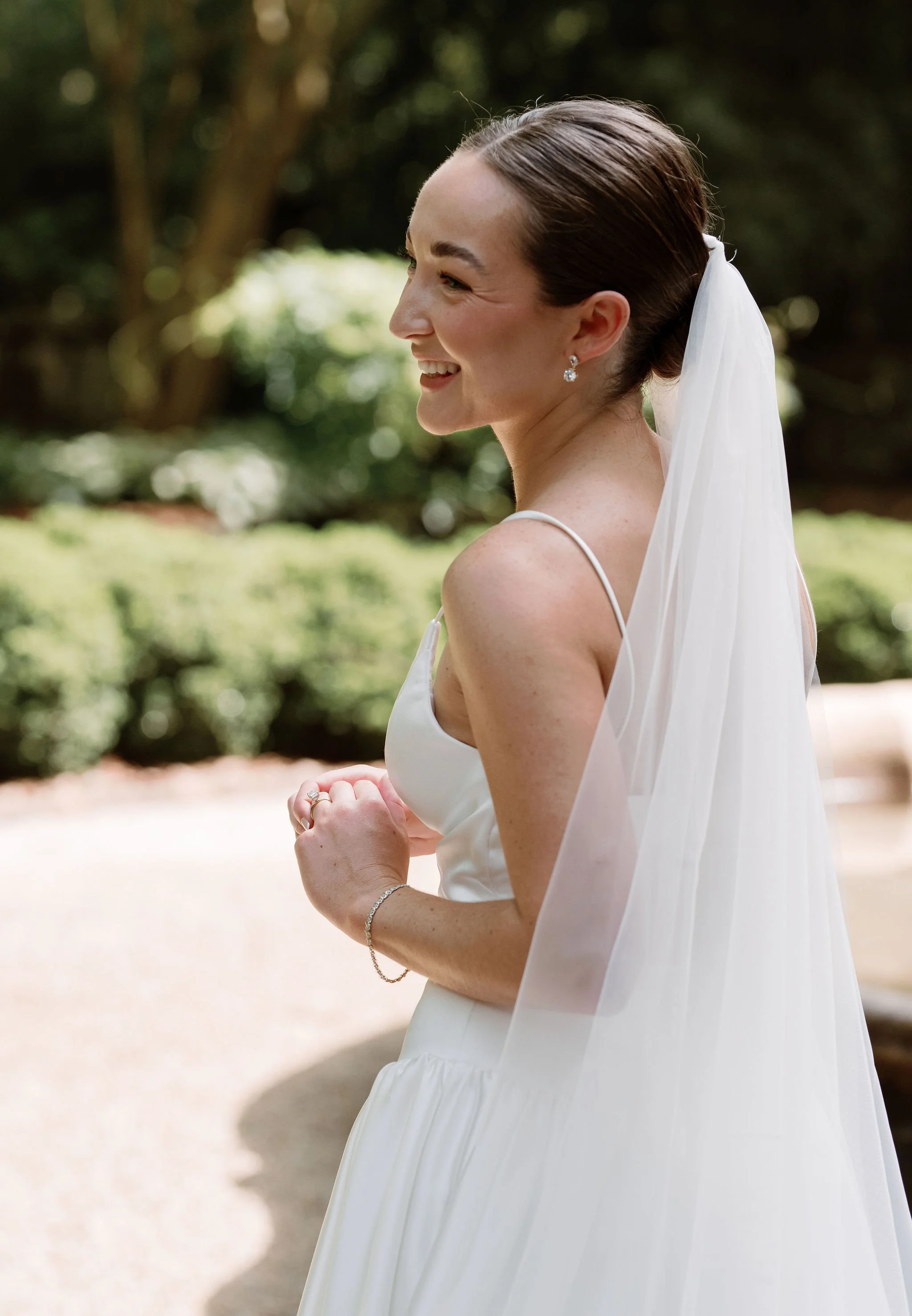 Editorial bridal portrait at Swan House wedding in Atlanta Georgia featuring elegant architecture and timeless wedding style