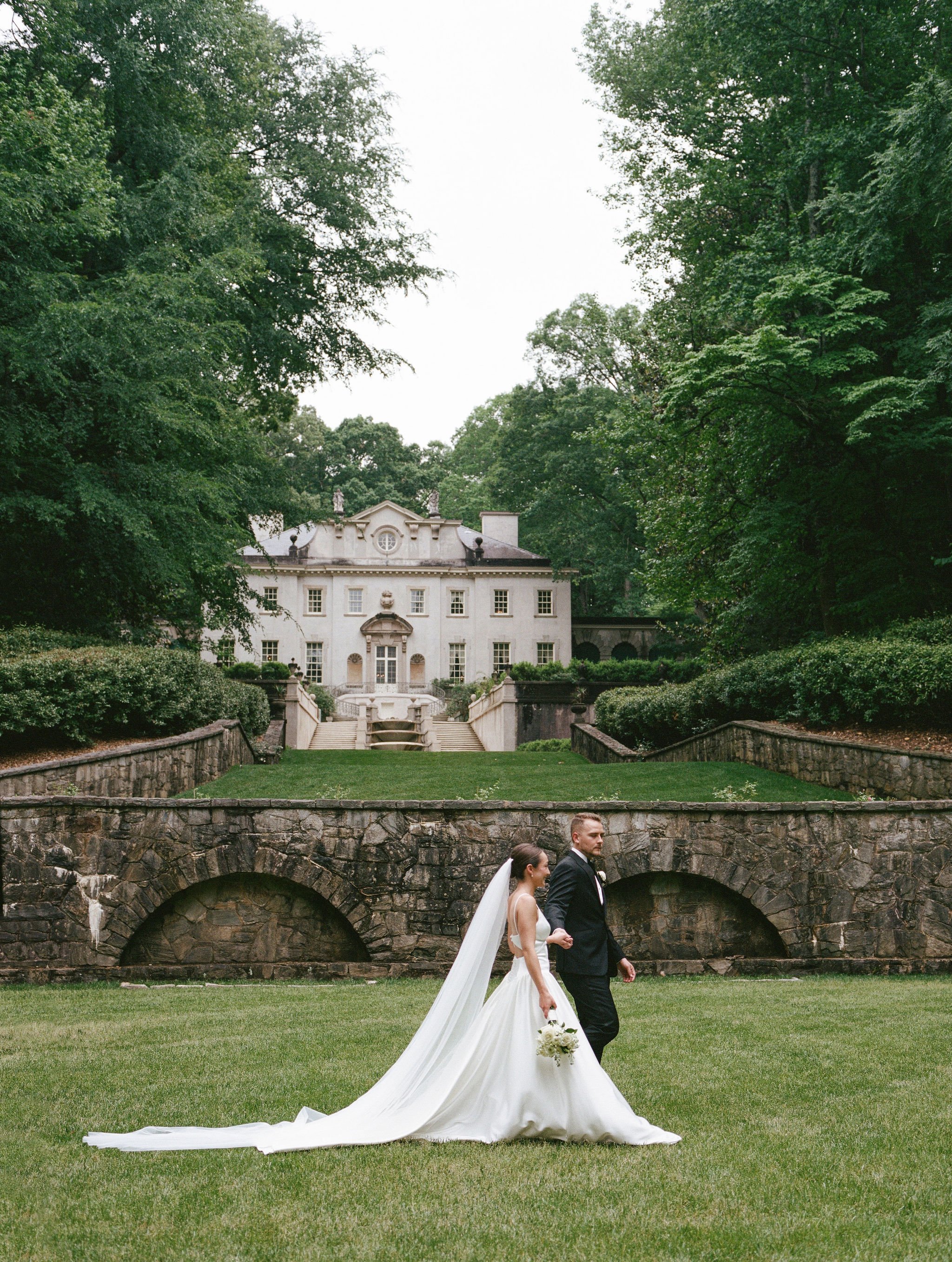 Editorial bridal portrait at Swan House wedding in Atlanta Georgia featuring elegant architecture and timeless wedding style