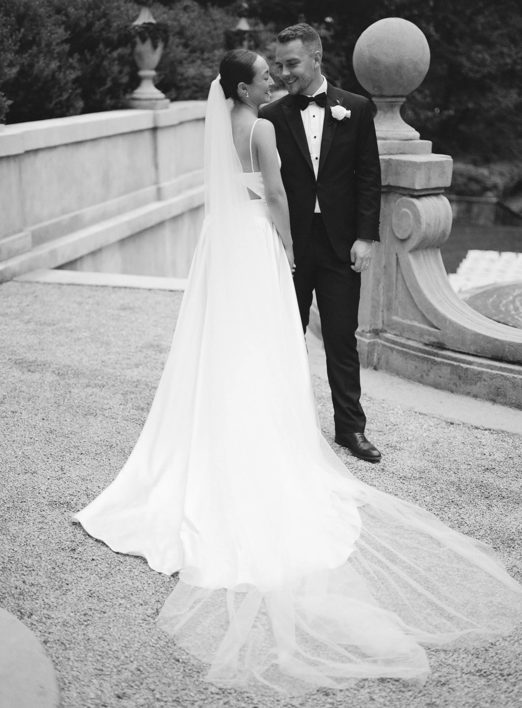 Editorial bridal portrait at Swan House wedding in Atlanta Georgia featuring elegant architecture and timeless wedding style