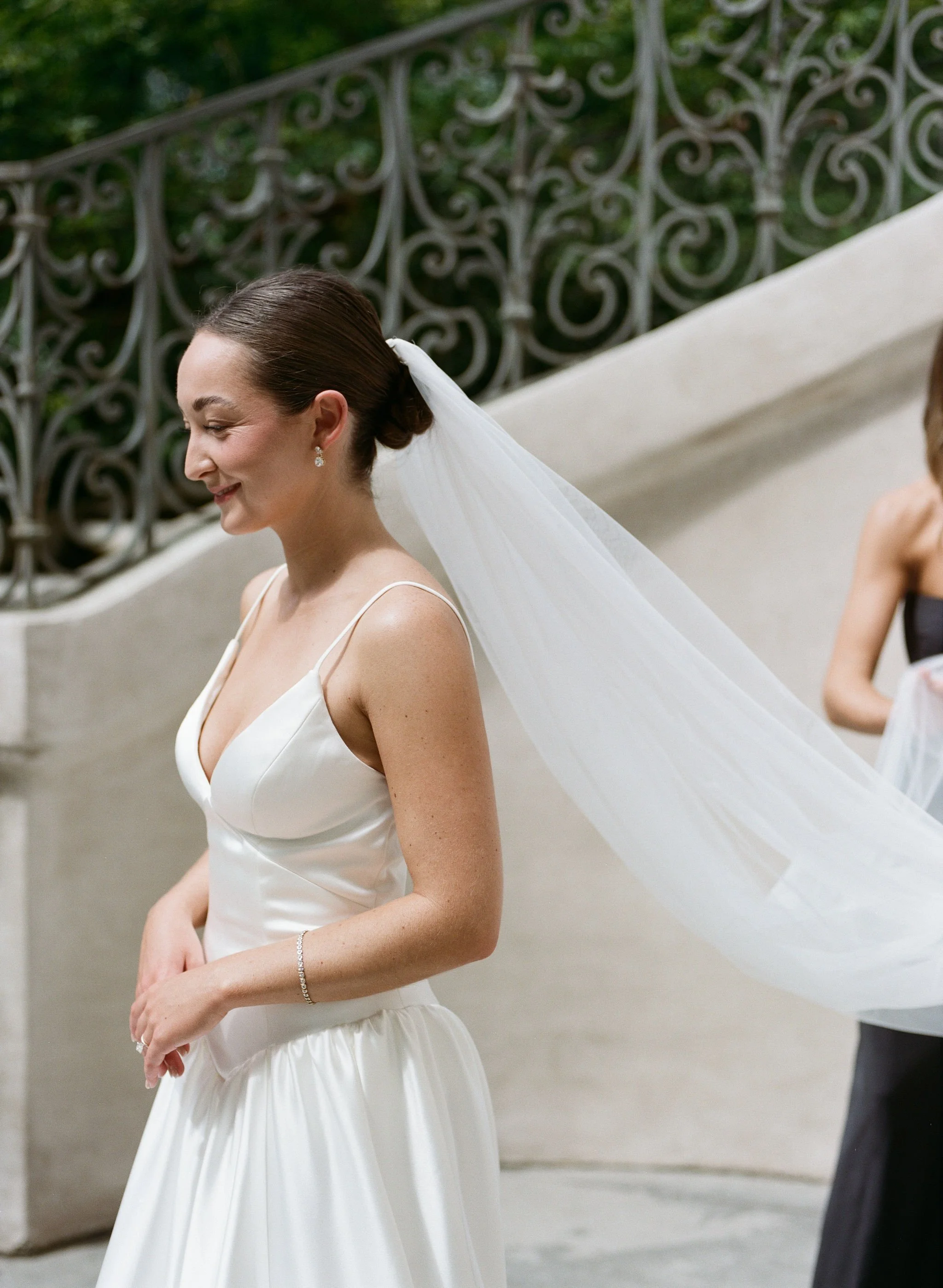Editorial bridal portrait at Swan House wedding in Atlanta Georgia featuring elegant architecture and timeless wedding style