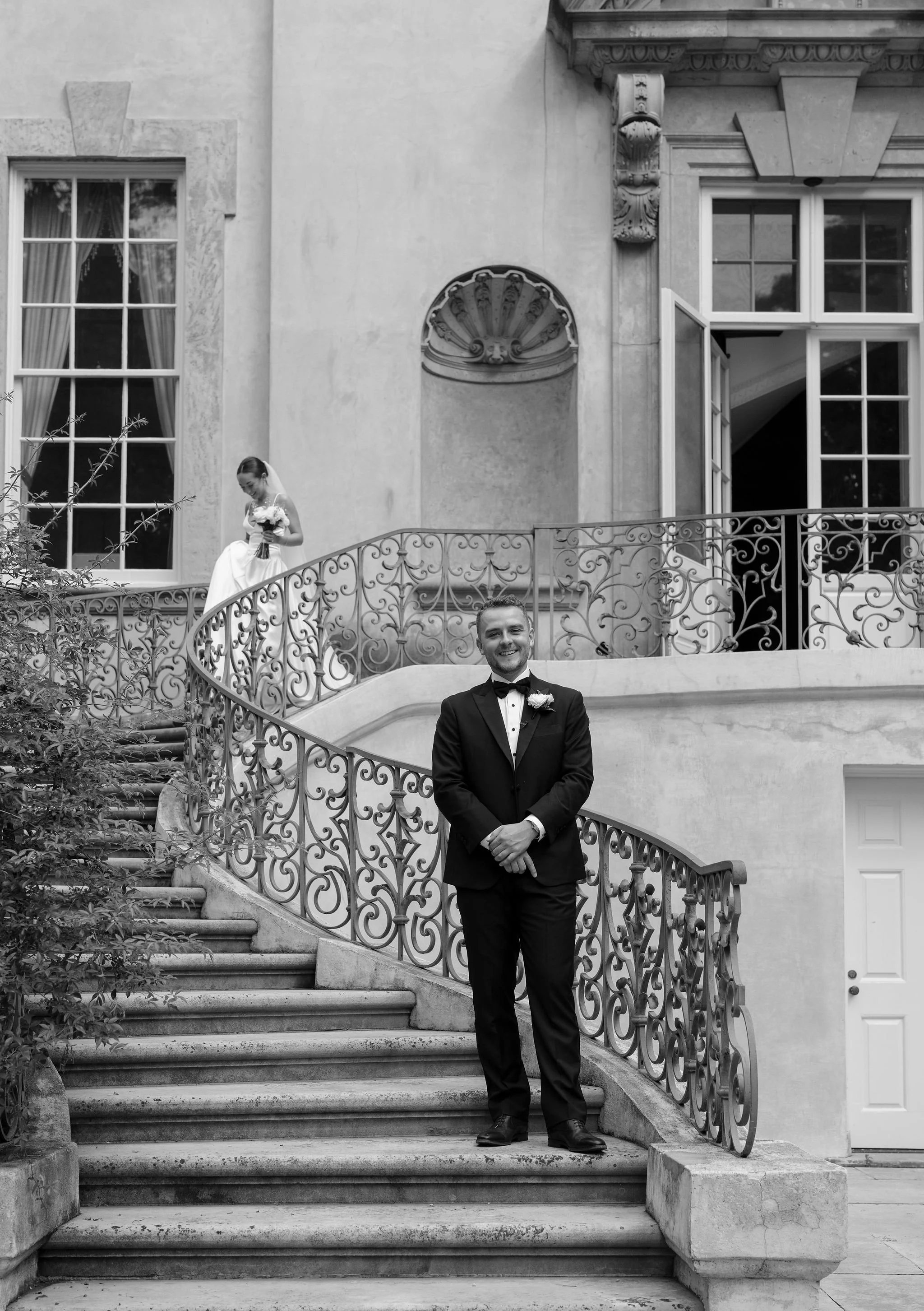 Bride getting ready at Swan House wedding in Atlanta Georgia with natural window light and editorial bridal portrait.
