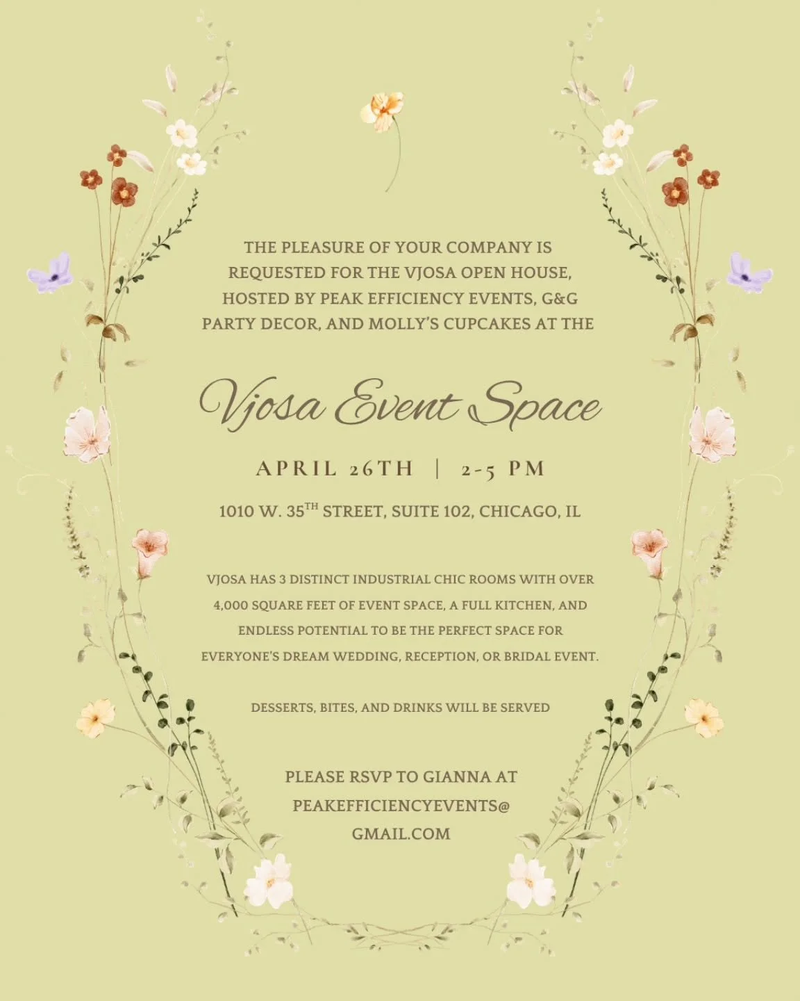 If you are looking for a wedding venue for Chicago weddings, don't miss the @vjosaweddings open house this Sunday ✨️

🗓 Sunday, April 26th 
⏰️ 2-5pm 
📍 1010 W 35th Street, Chicago IL 

🌺 Hosted and beautifully decorated by @peakefficiencyevents an