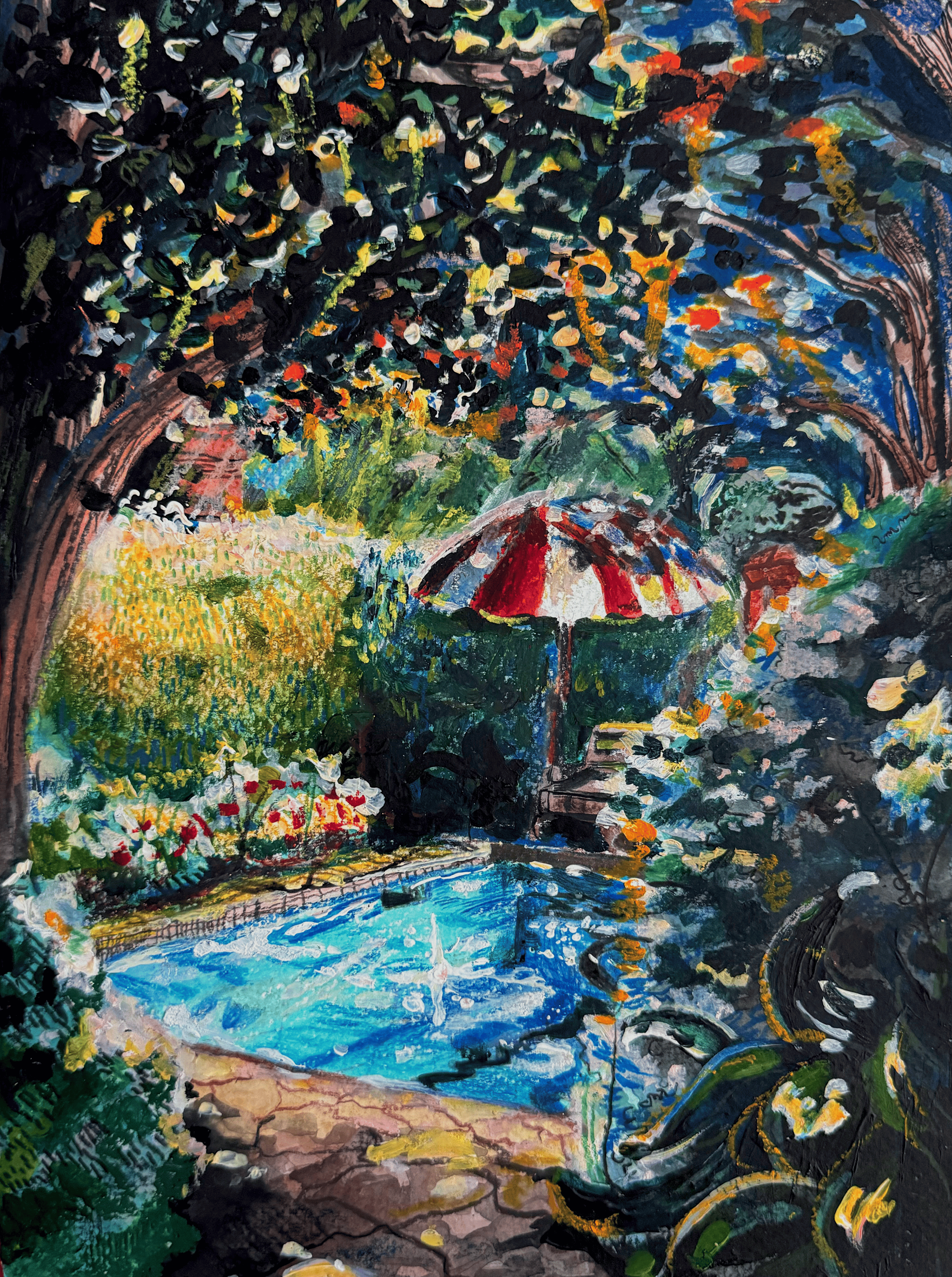 The Pool, 2025
Watercolor and oil pastel on paper
 35cm x 26cm
