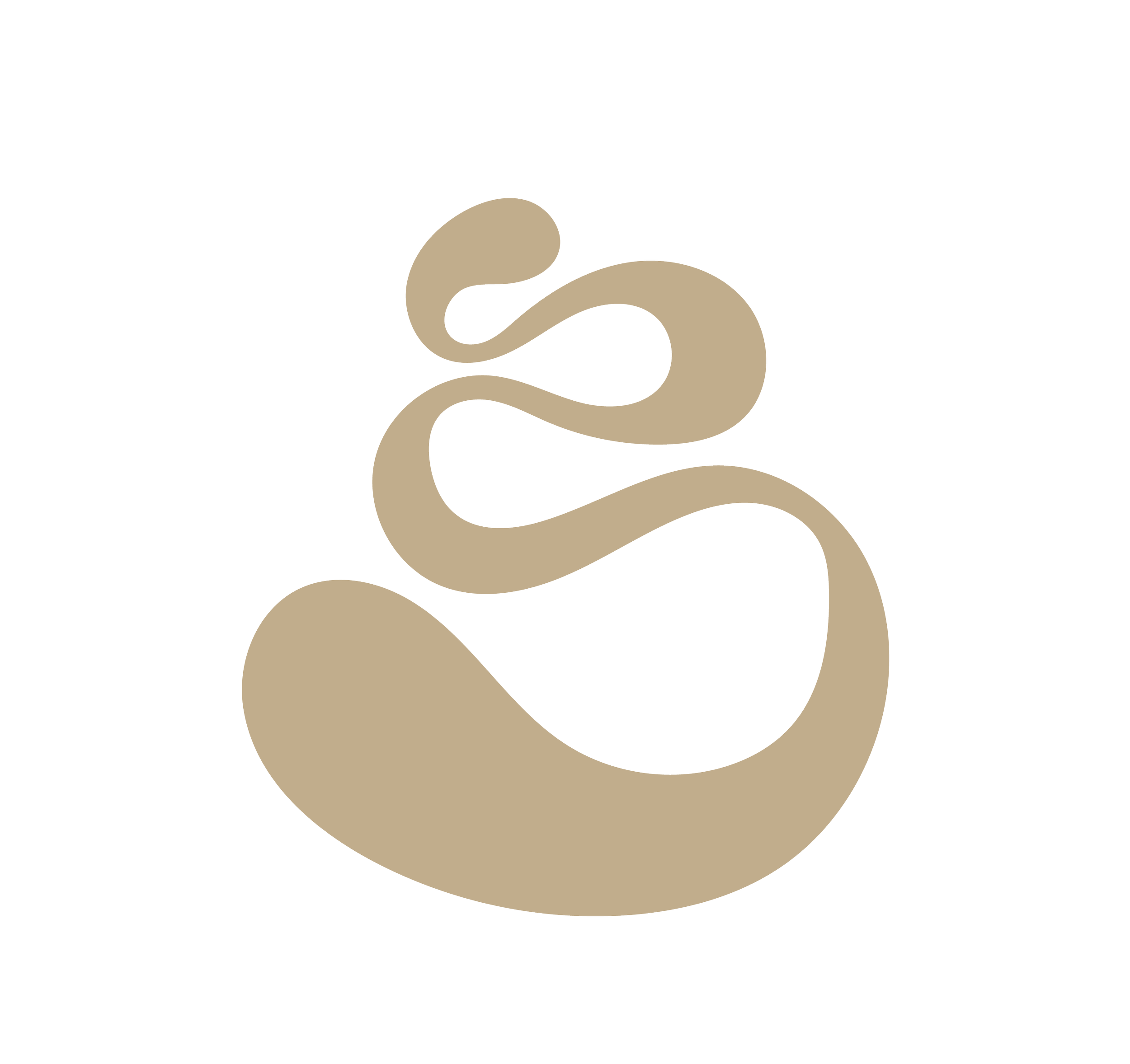 A beige stylized silhouette of a snake coiled into a swirl on a black background.