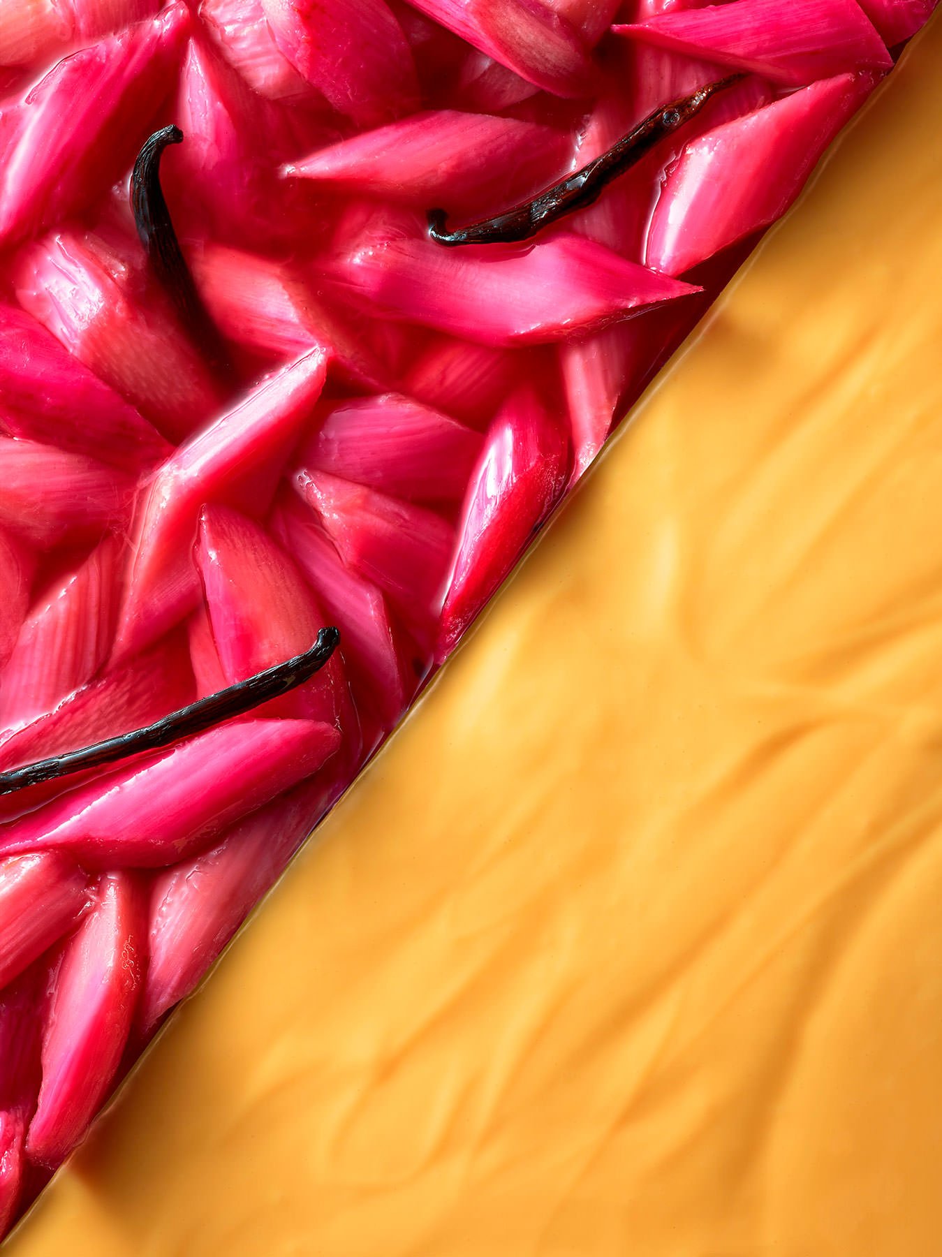 Ryan Ball food photographer — Rhubarb and Custard still life, commercial food photography London