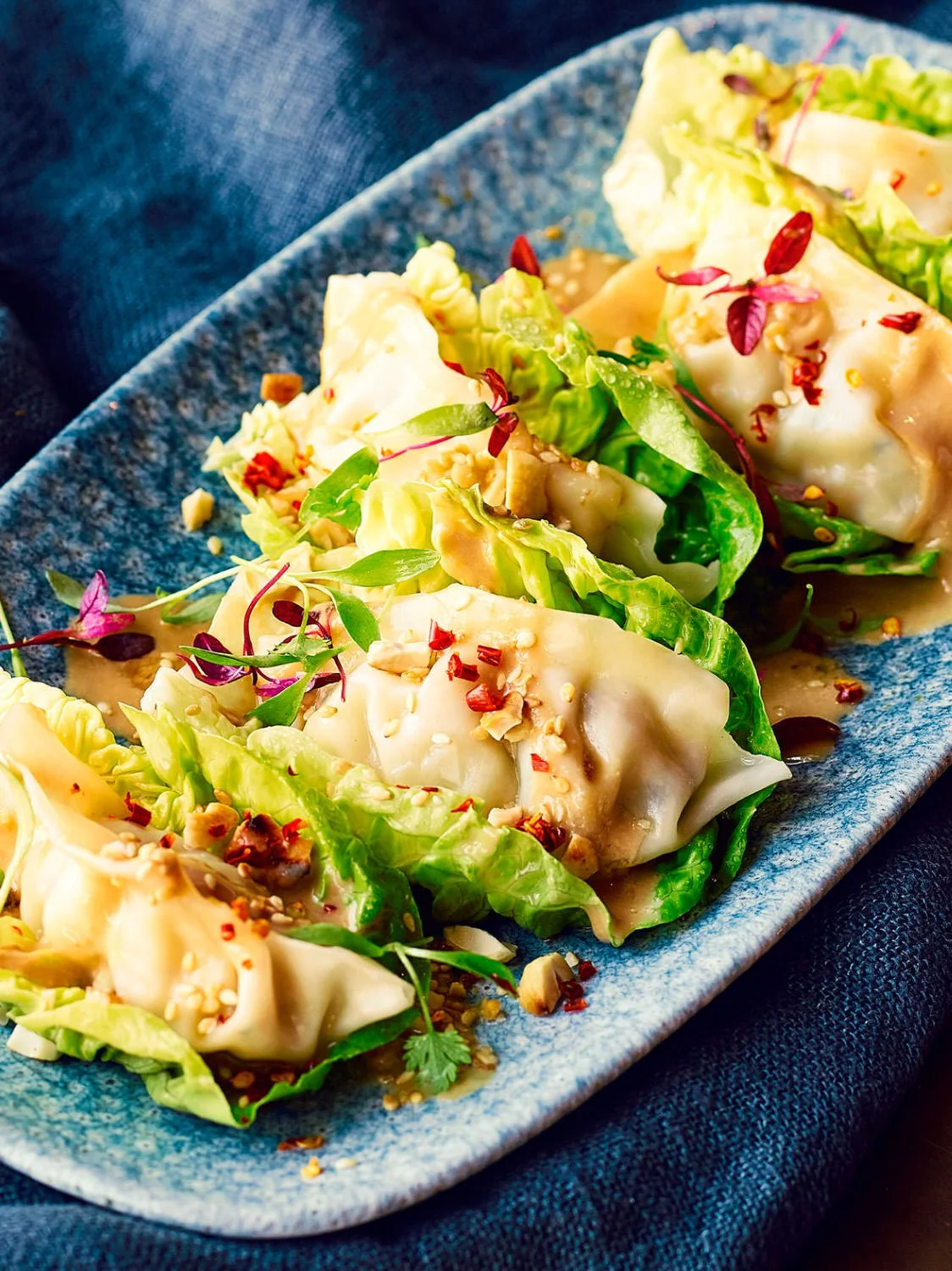 Ryan Ball food photographer — chicken Gyozas lifestyle shot, commercial food photography London