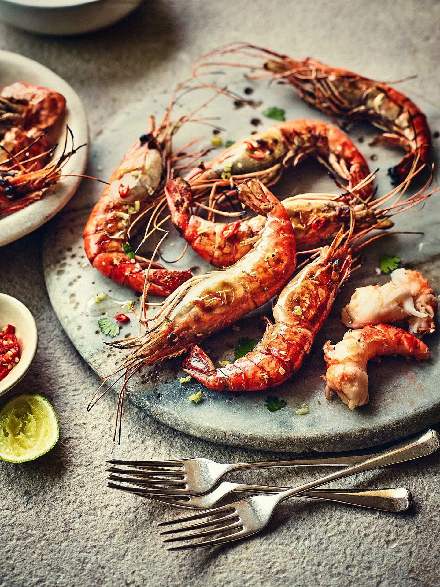 Ryan Ball food photographer — prawns and seafood still life, commercial food photography London