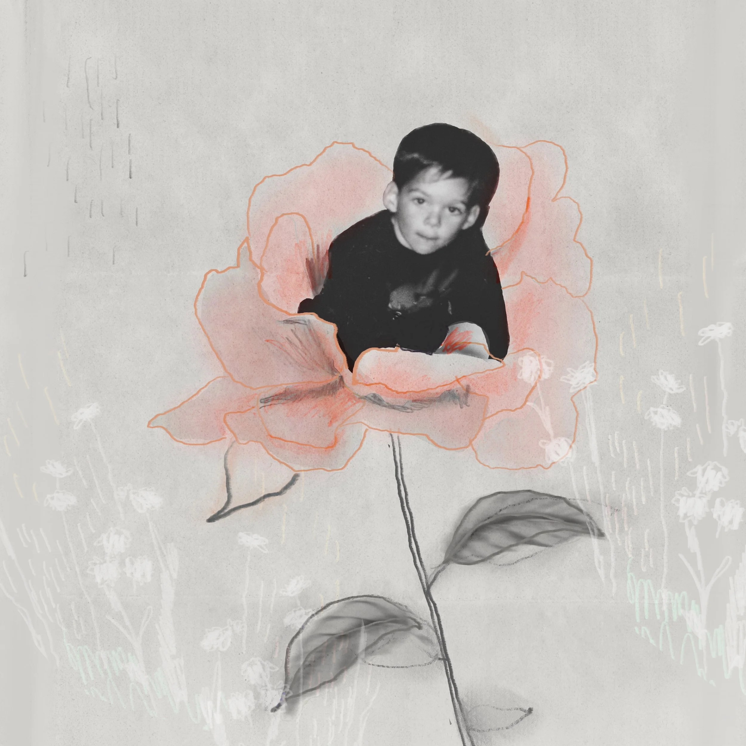 Collage autoportrait de l’artiste Mikael Gravelle..