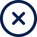 A button with an 'X' symbol inside a circle, typically used to close or dismiss a window or notification.