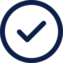 A blue checkmark inside a circle.