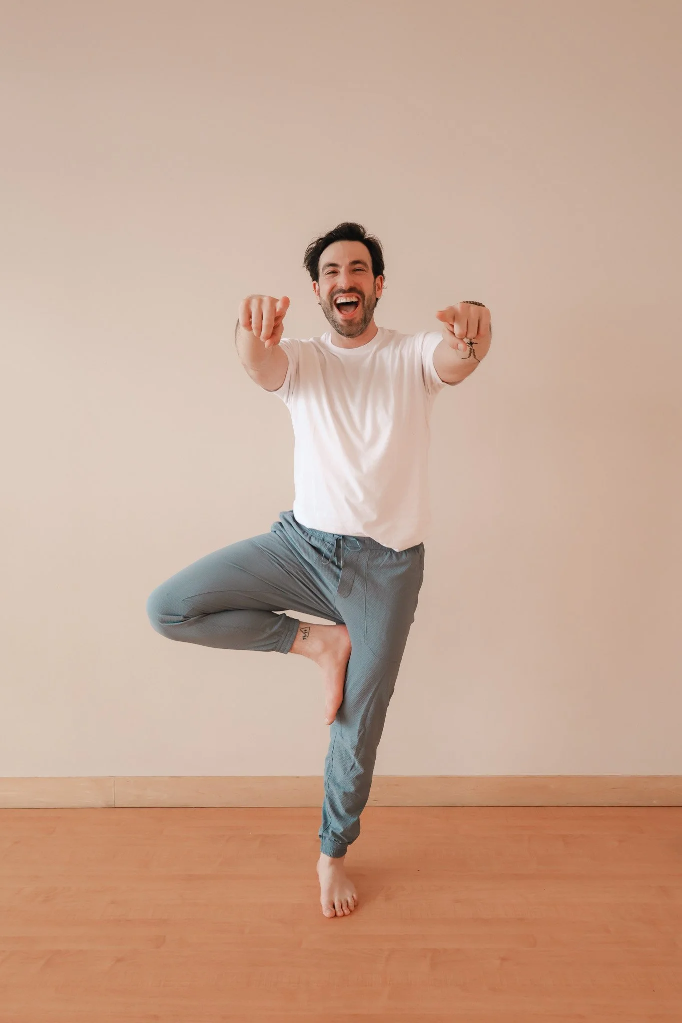 Steve doing tree pose