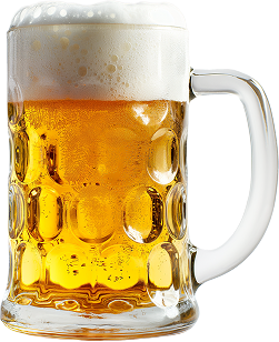 A glass mug of beer with a foamy head